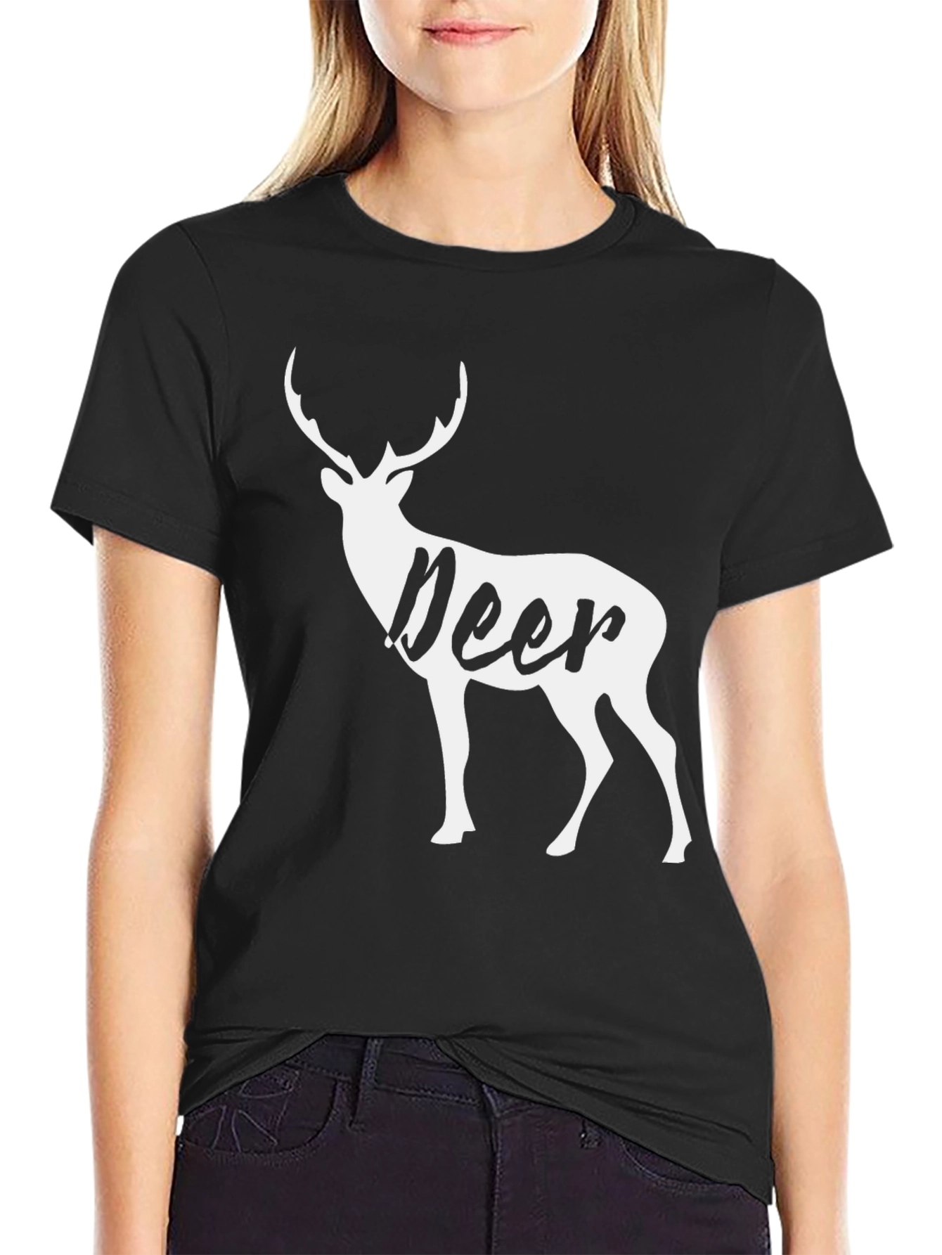 Deer Graphic Black T-Shirt