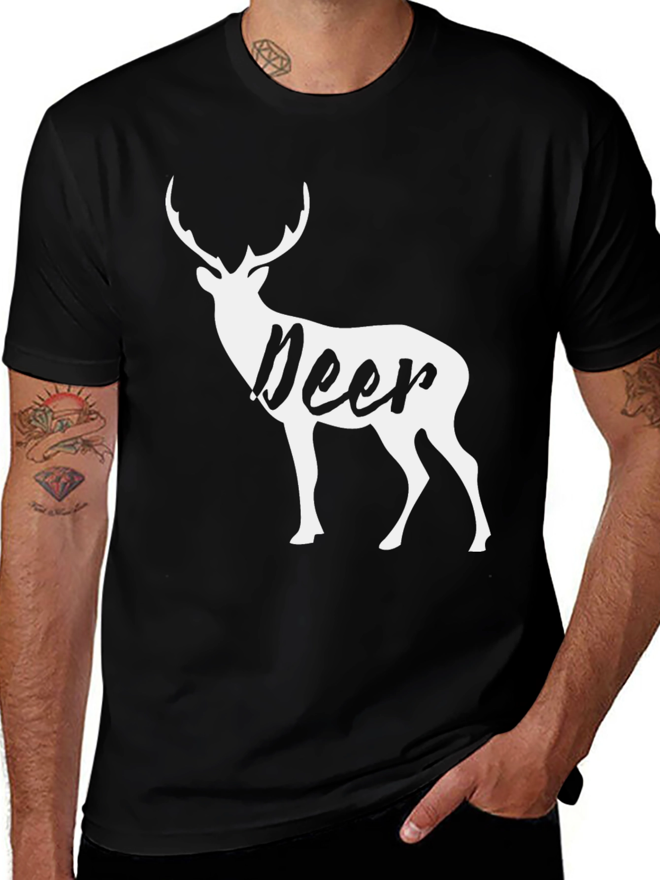 Deer Graphic Black T-Shirt