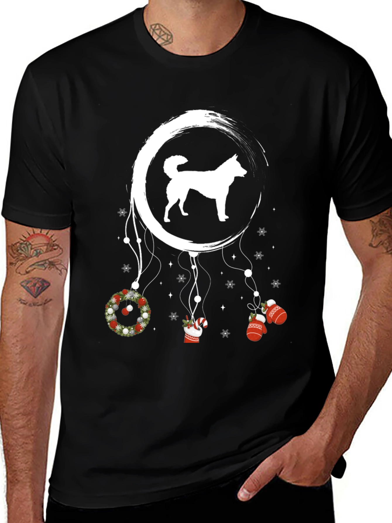 Festive Dog Dreamcatcher Graphic Tee