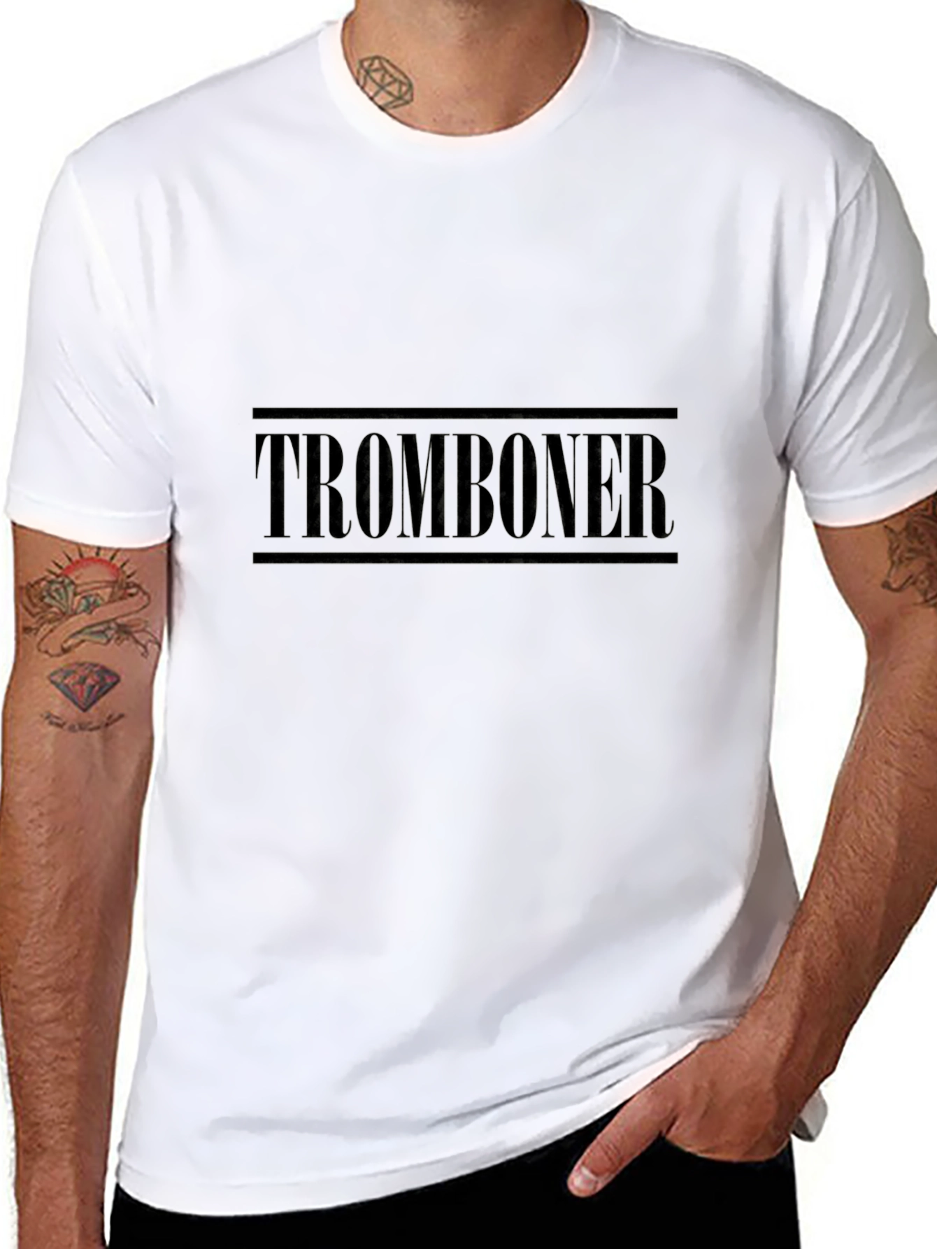 TROMBONER Graphic Tee - Black Cotton Blend T-Shirt