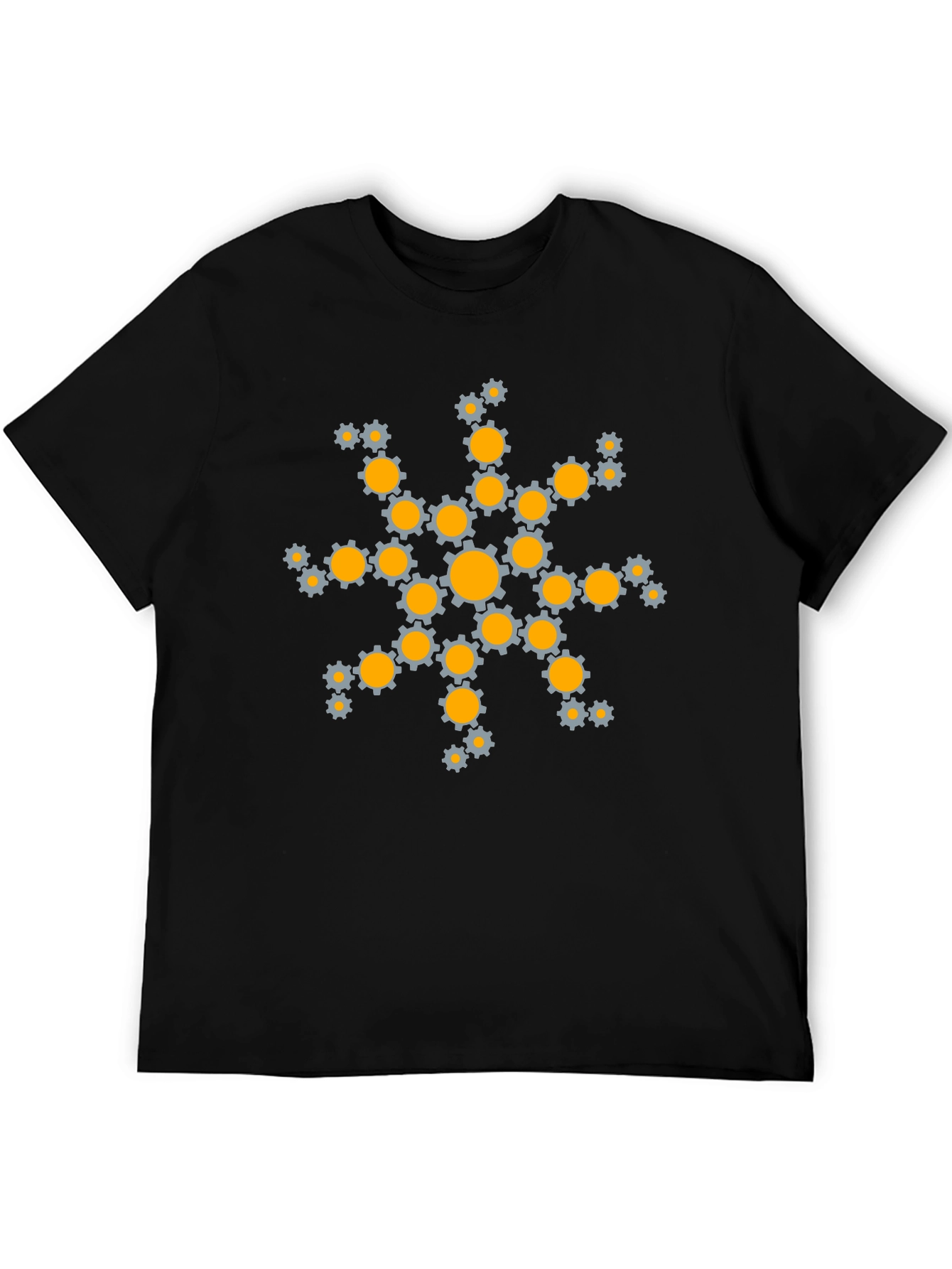 Gear Snowflake Graphic Tee - Black Cotton T-Shirt