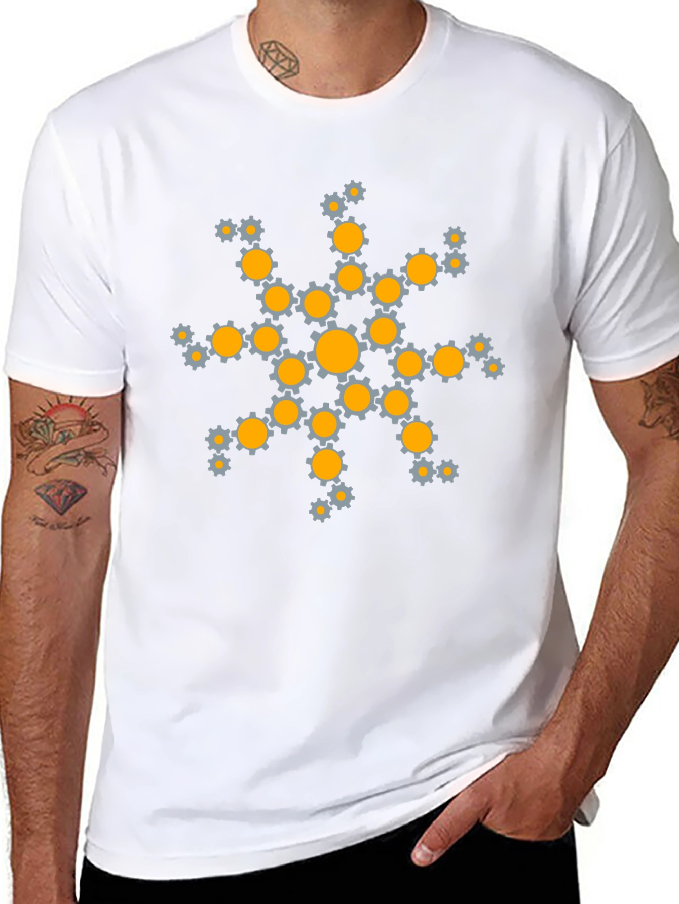 Gear Snowflake Graphic Tee - Black Cotton T-Shirt