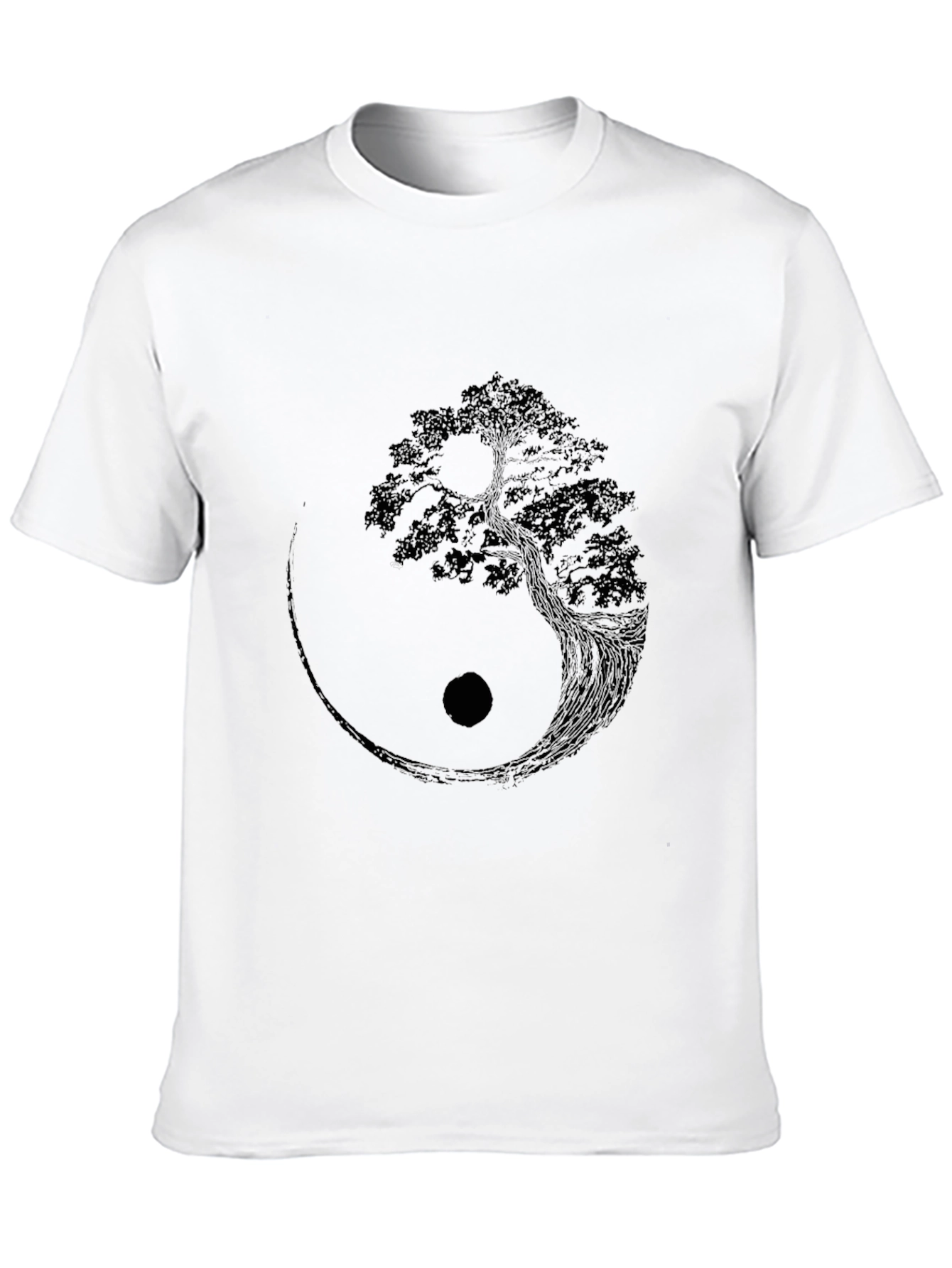 Yin Yang Tree Graphic Tee - Black Cotton Blend