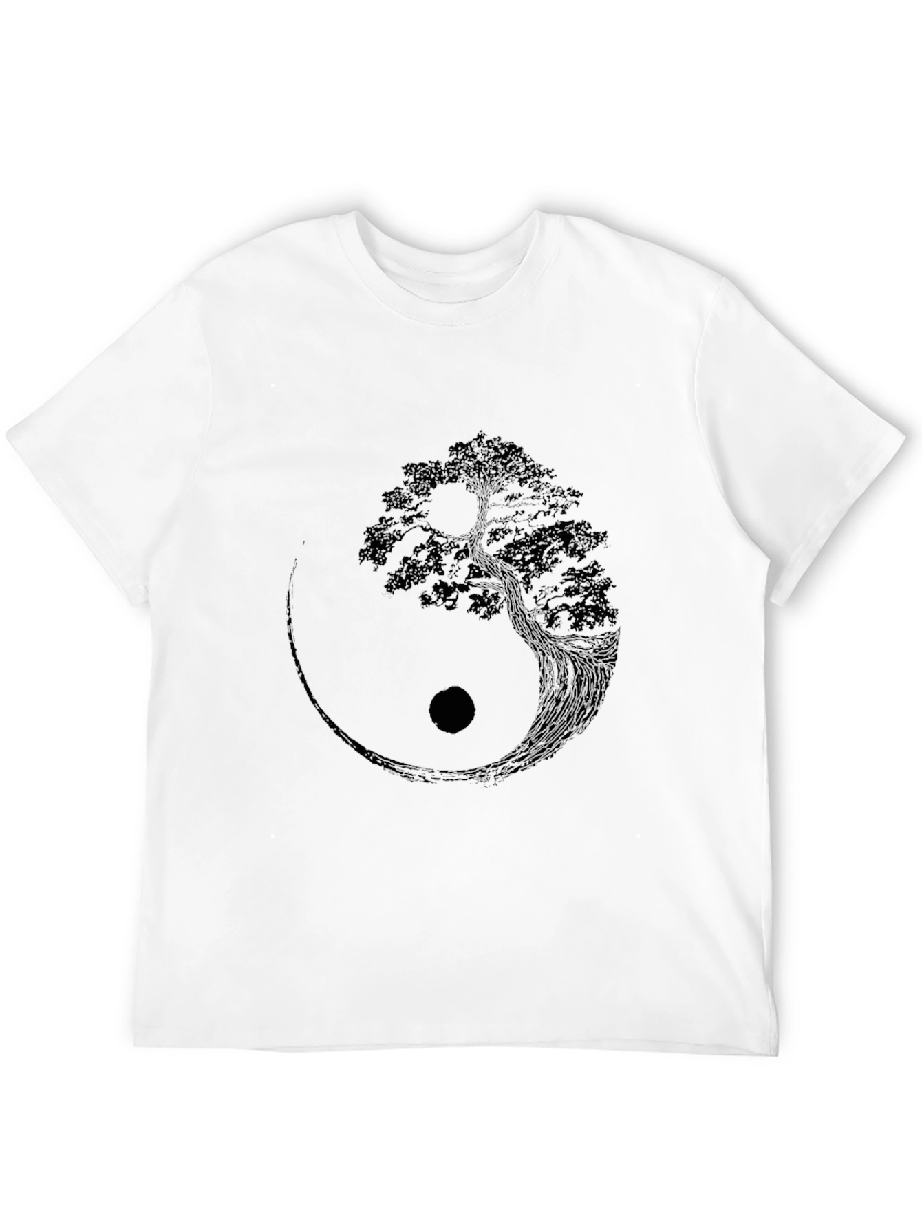 Yin Yang Tree Graphic Tee - Black Cotton Blend