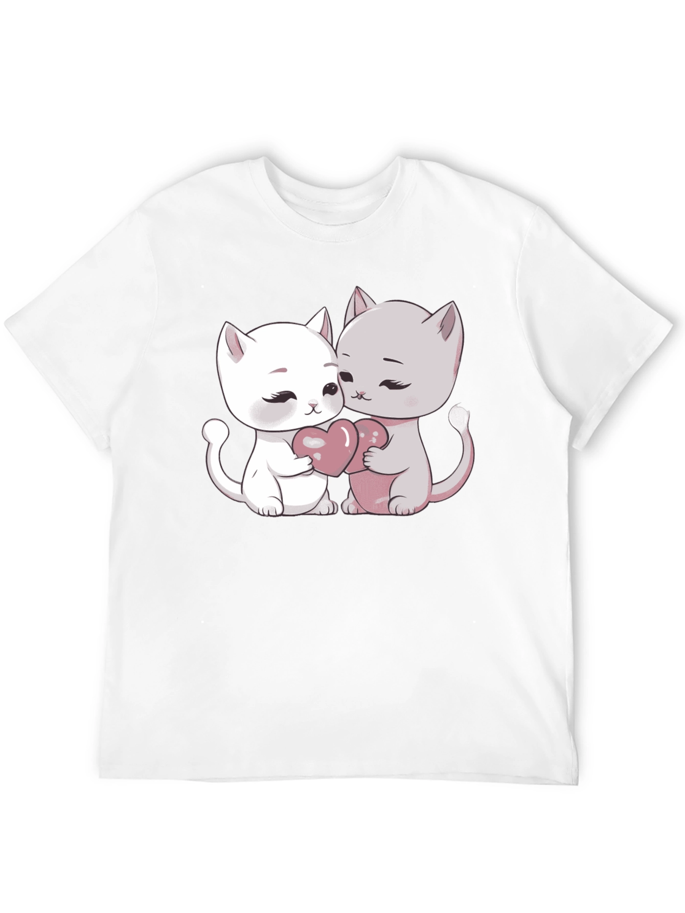 Cute Cats Heart Graphic T-Shirt
