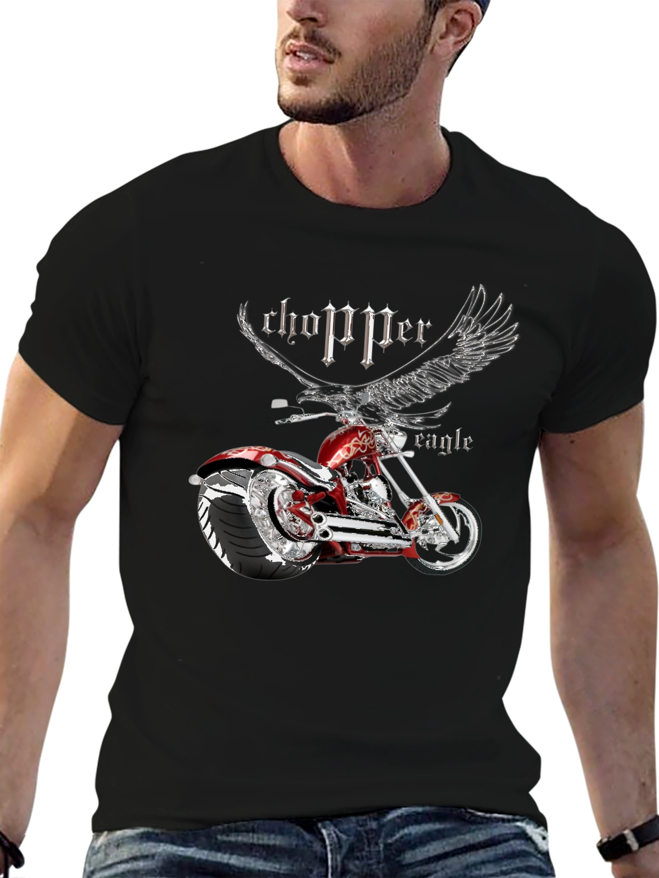 Chopper Eagle Graphic T-Shirt - Mens Black Tee