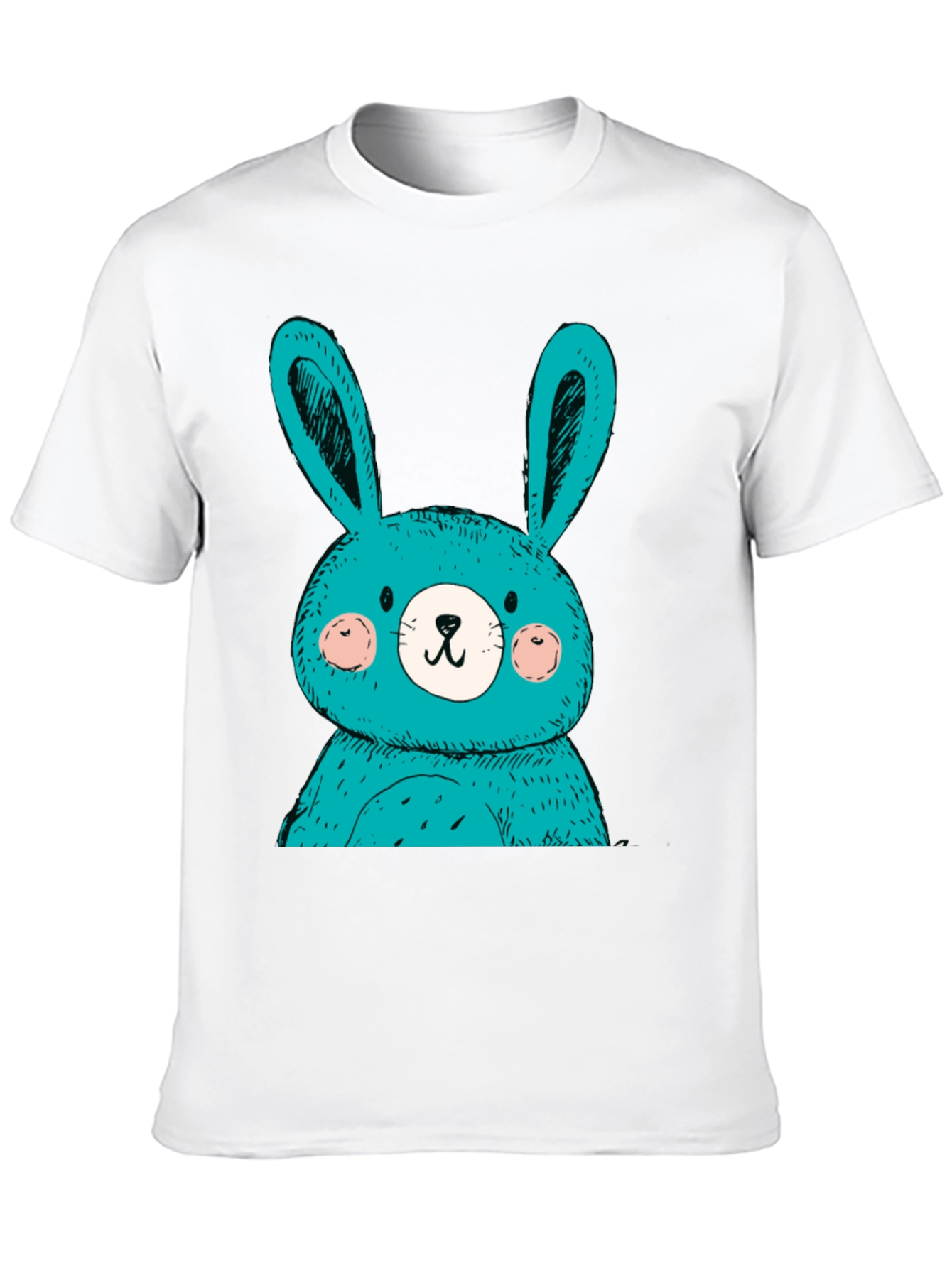 Cute Bunny Graphic Tee - Black Cotton T-Shirt