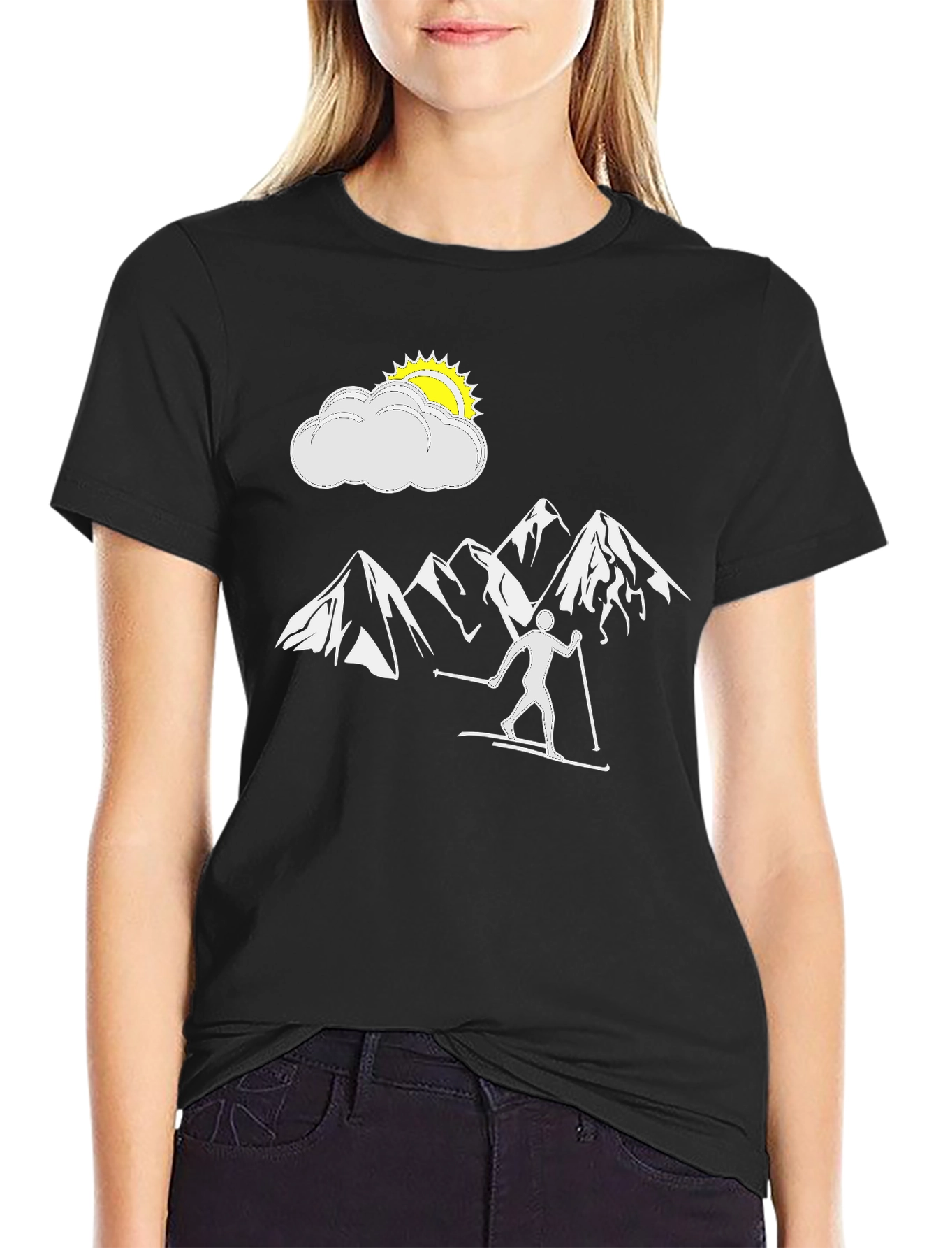 Black Skiing Adventure T-Shirt