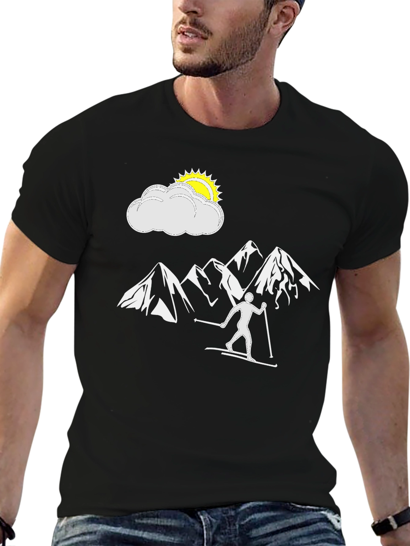 Black Skiing Adventure T-Shirt