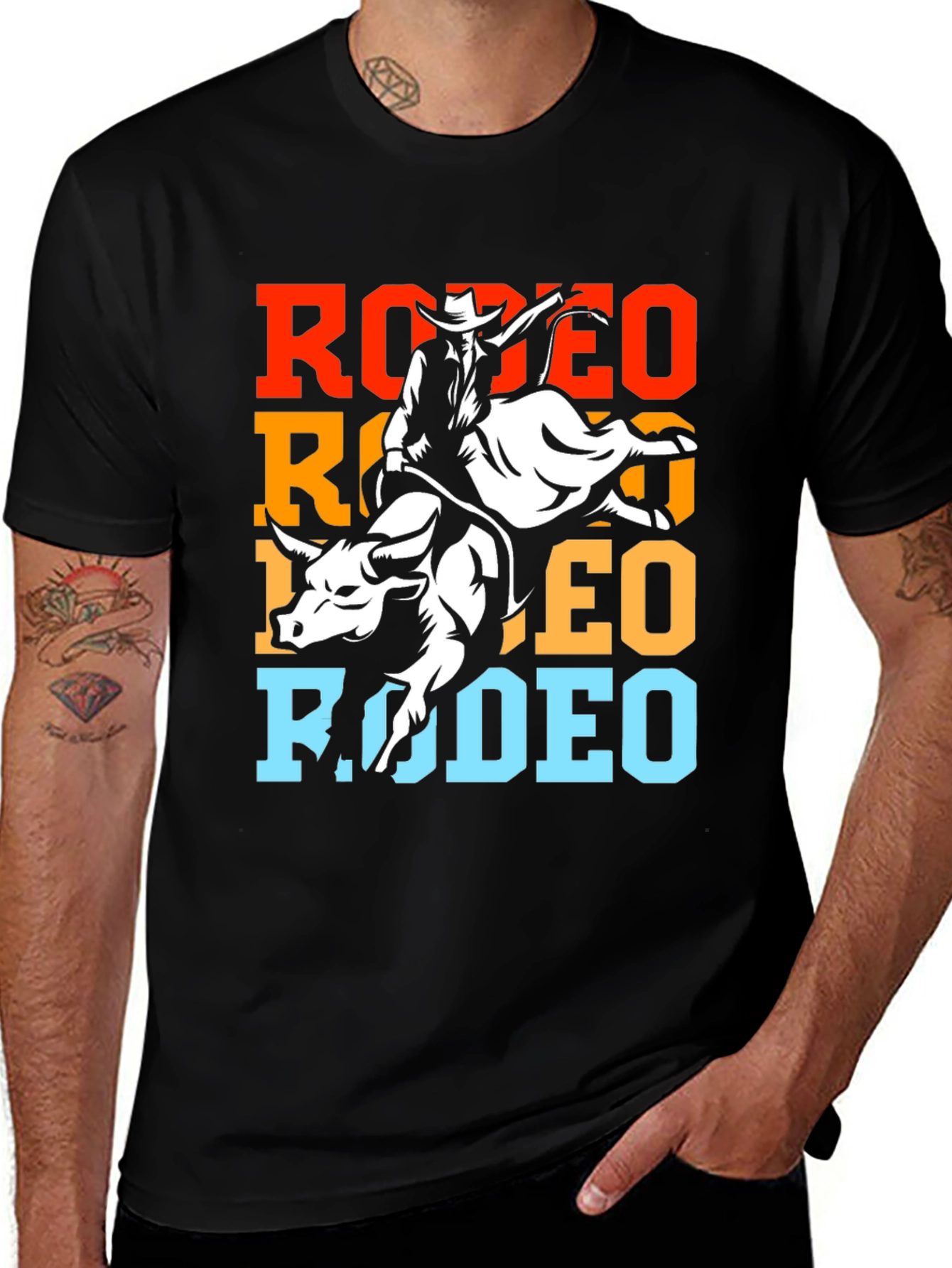 Rodeo Bull Riding Graphic Tee - Black