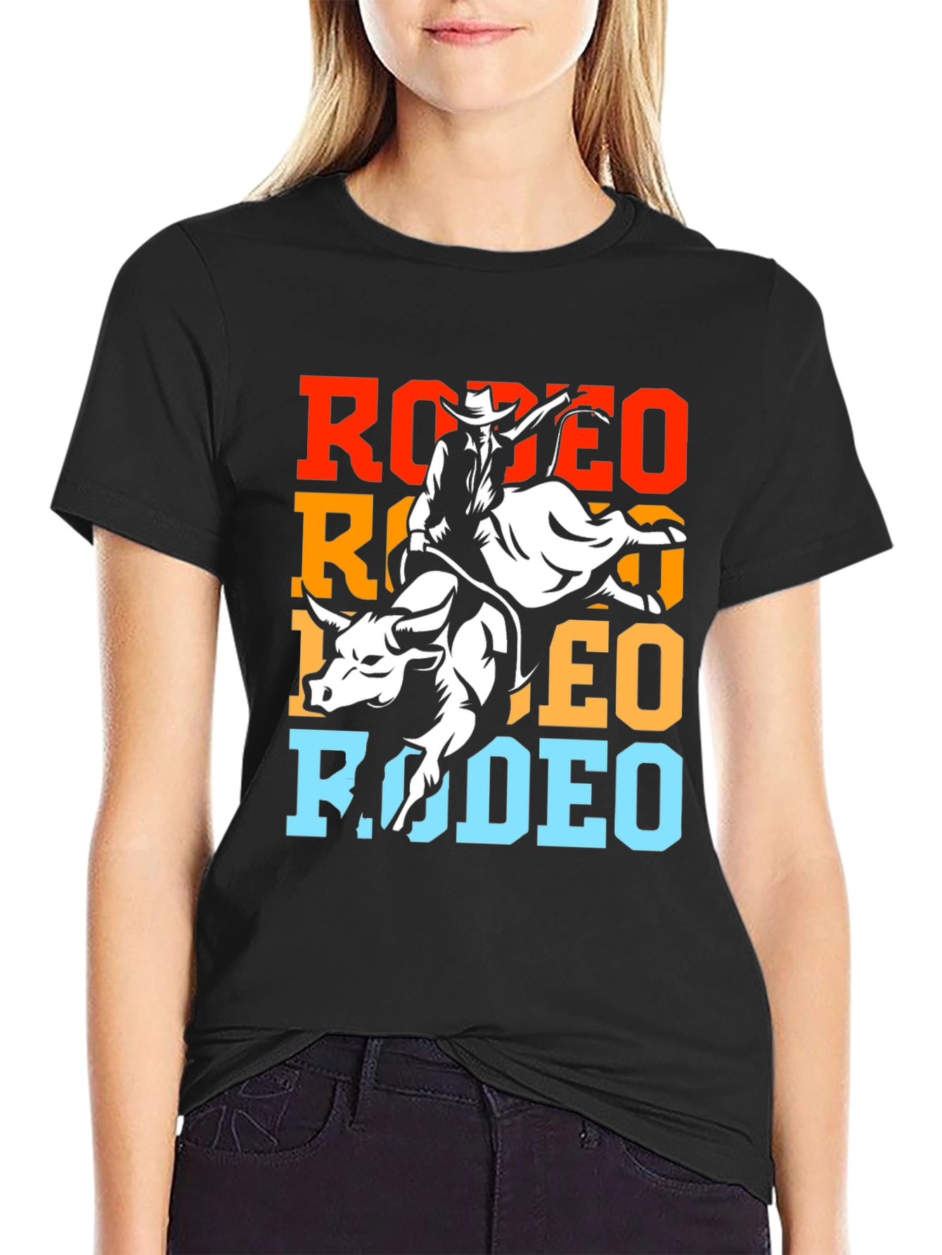 Rodeo Bull Riding Graphic Tee - Black
