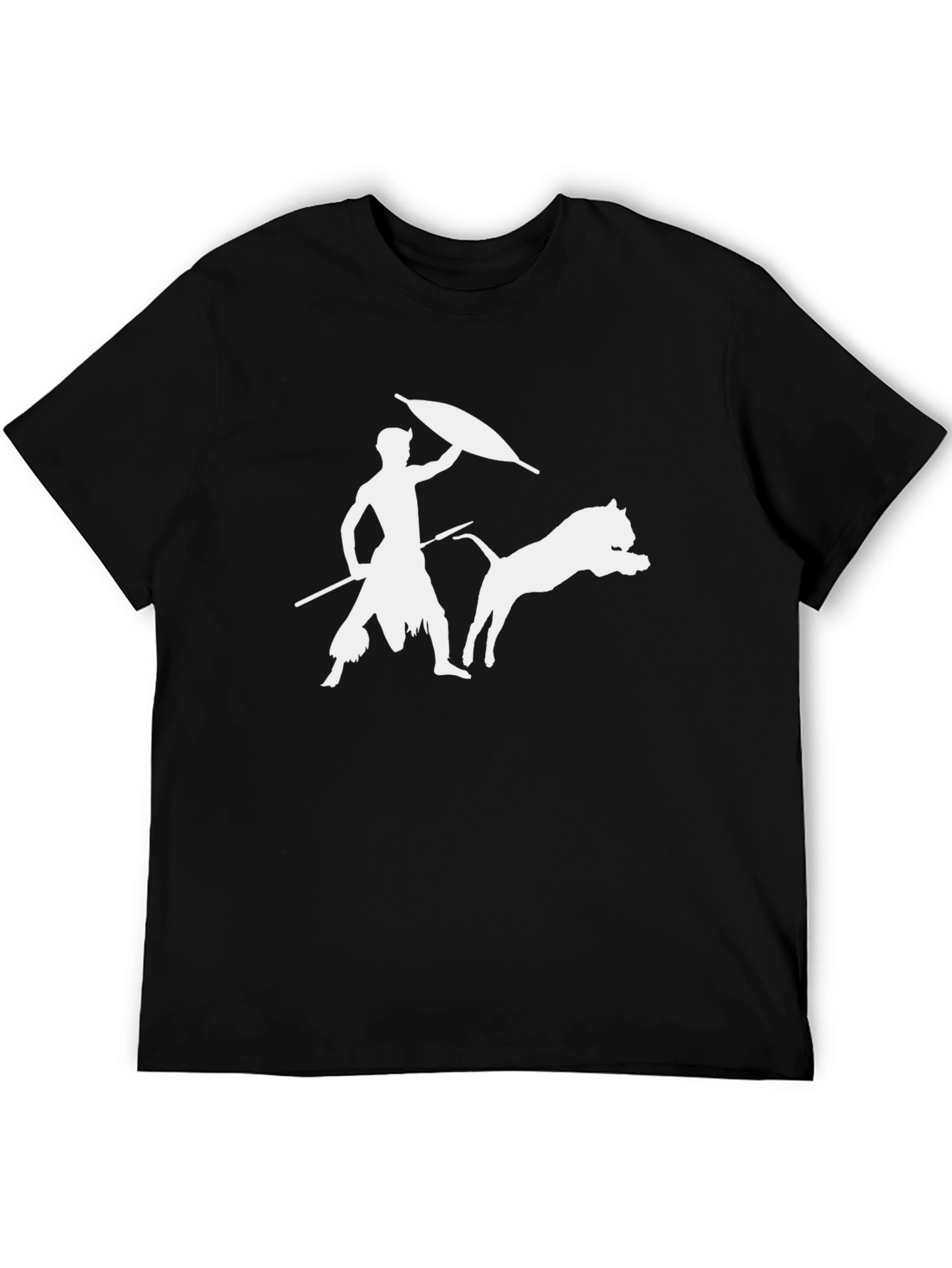 Black T-Shirt with Warrior & Dog Design