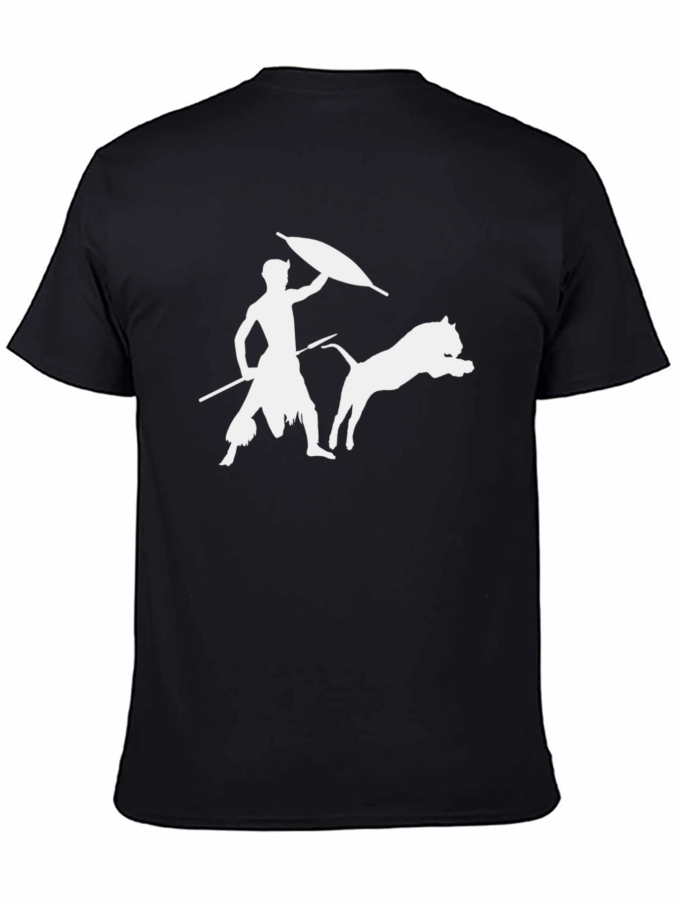 Black T-Shirt with Warrior & Dog Design