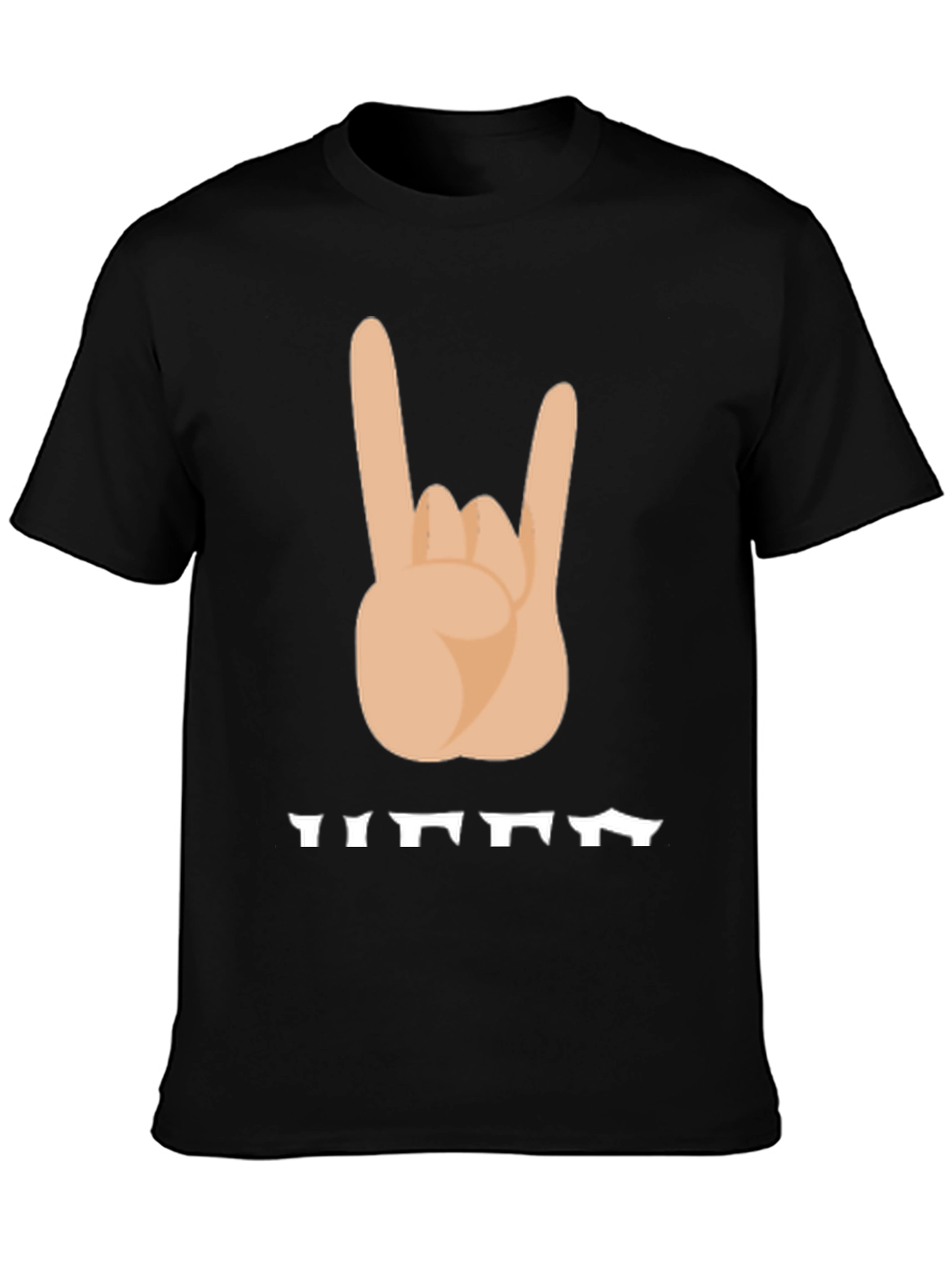 Rock On Hand Sign Graphic T-Shirt - Black