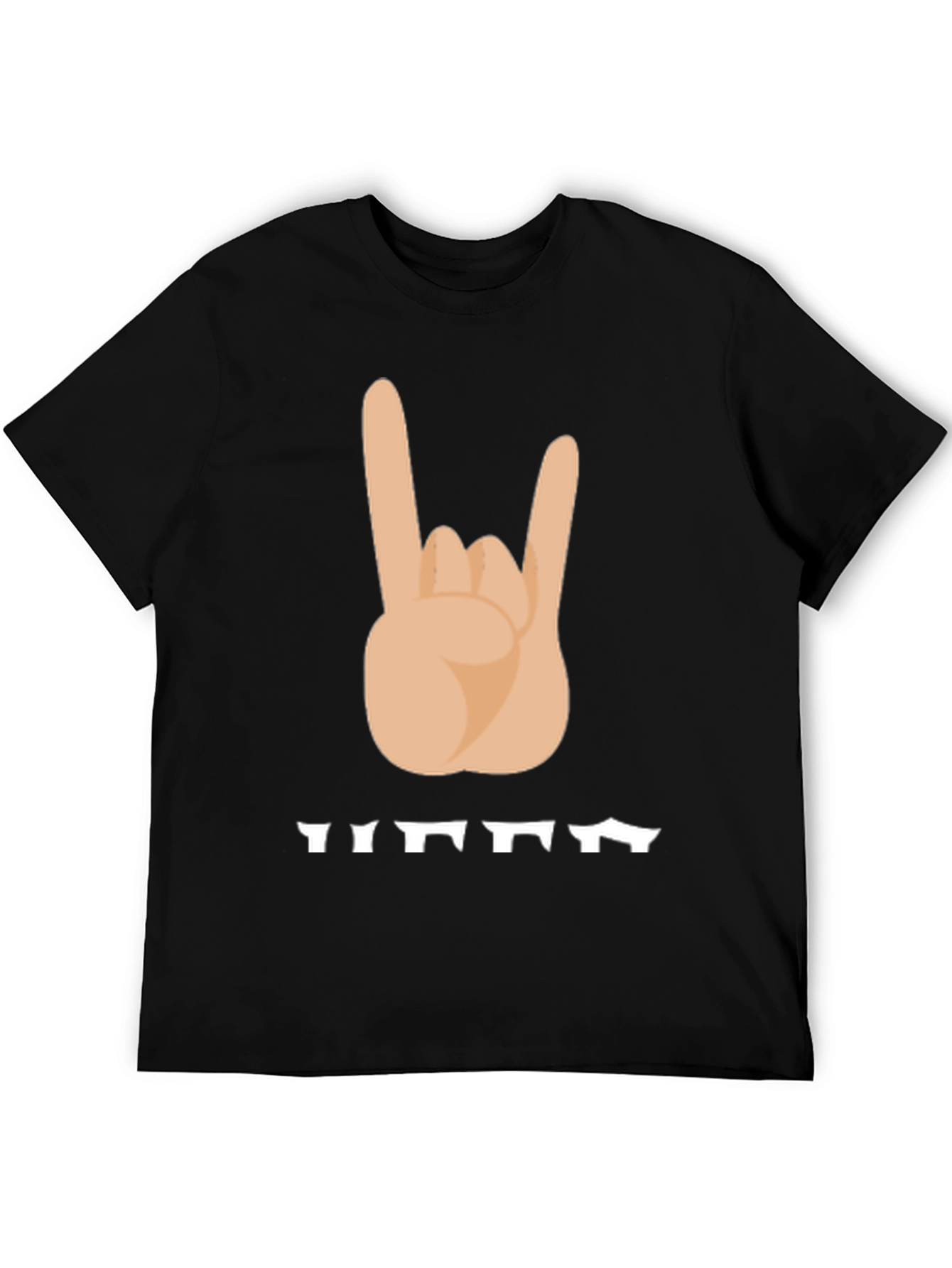 Rock On Hand Sign Graphic T-Shirt - Black