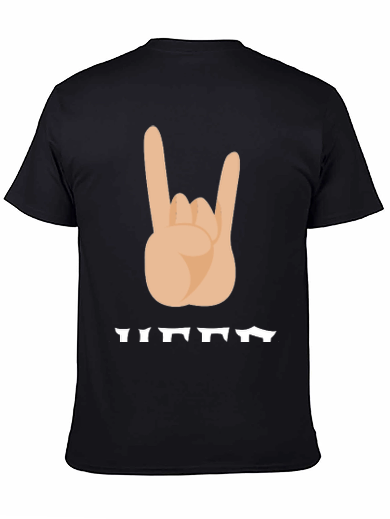 Rock On Hand Sign Graphic T-Shirt - Black