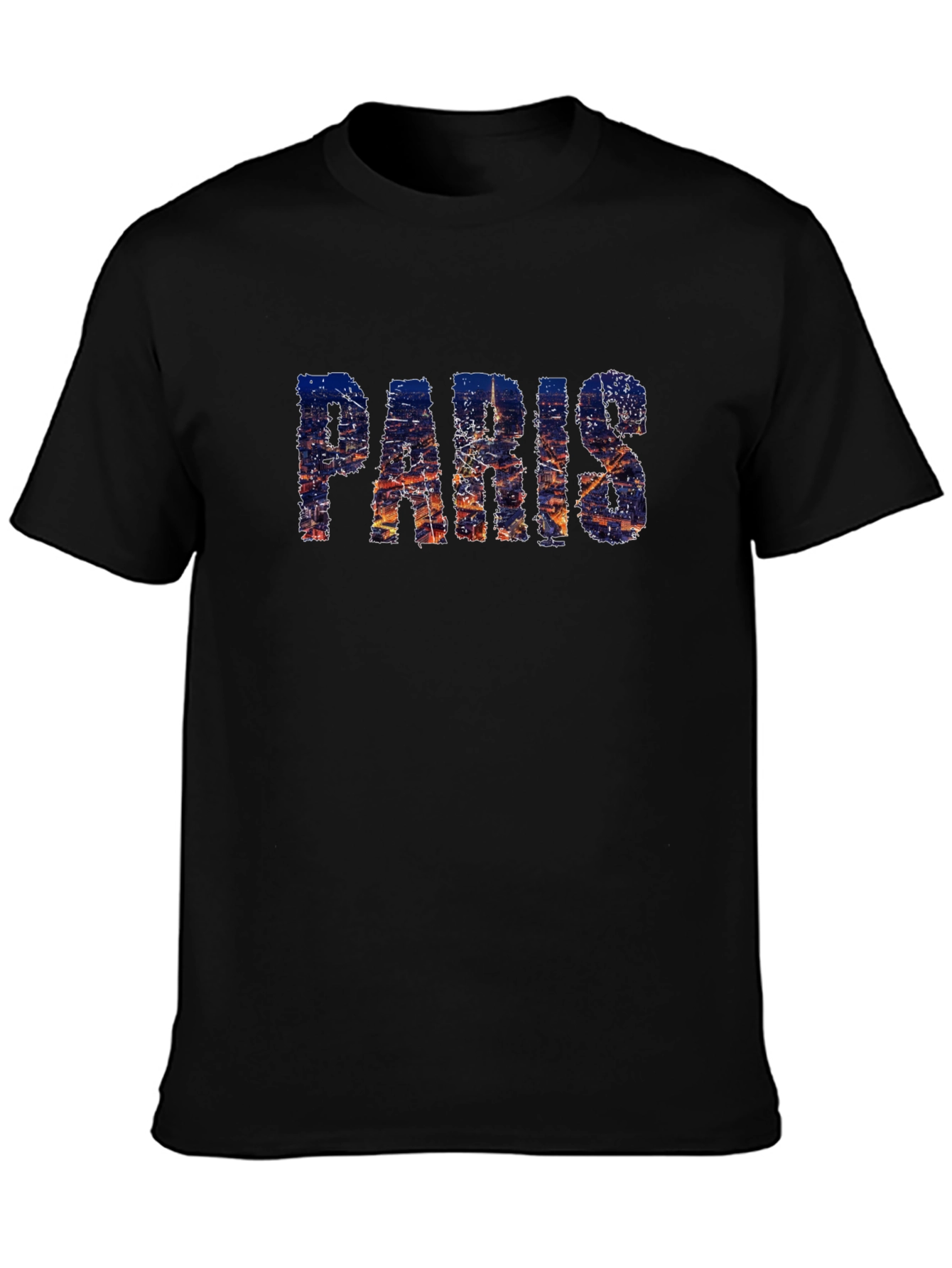 Paris Cityscape Graphic Black T-Shirt