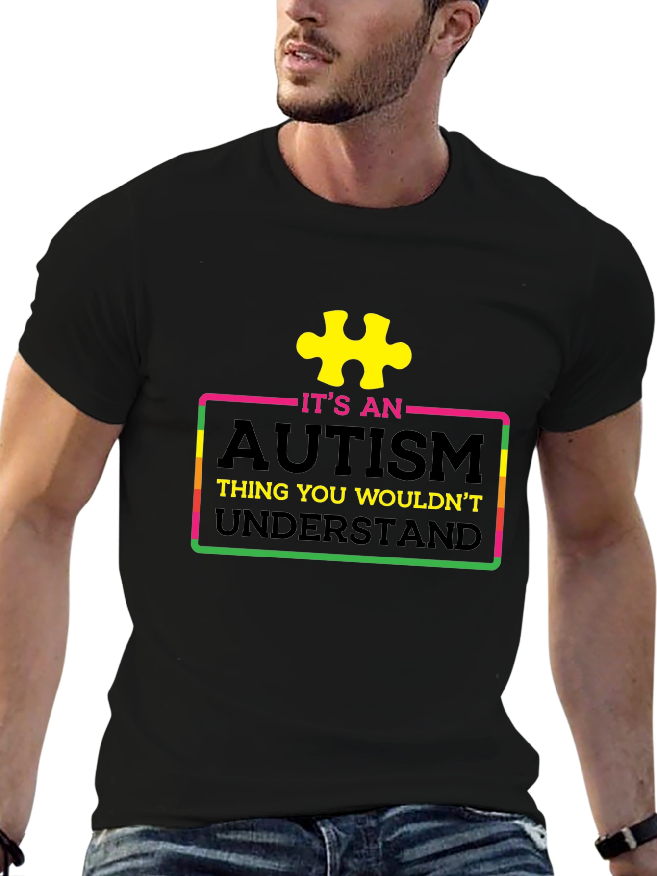 Autism Awareness Graphic T-Shirt - Puzzle Piece Design