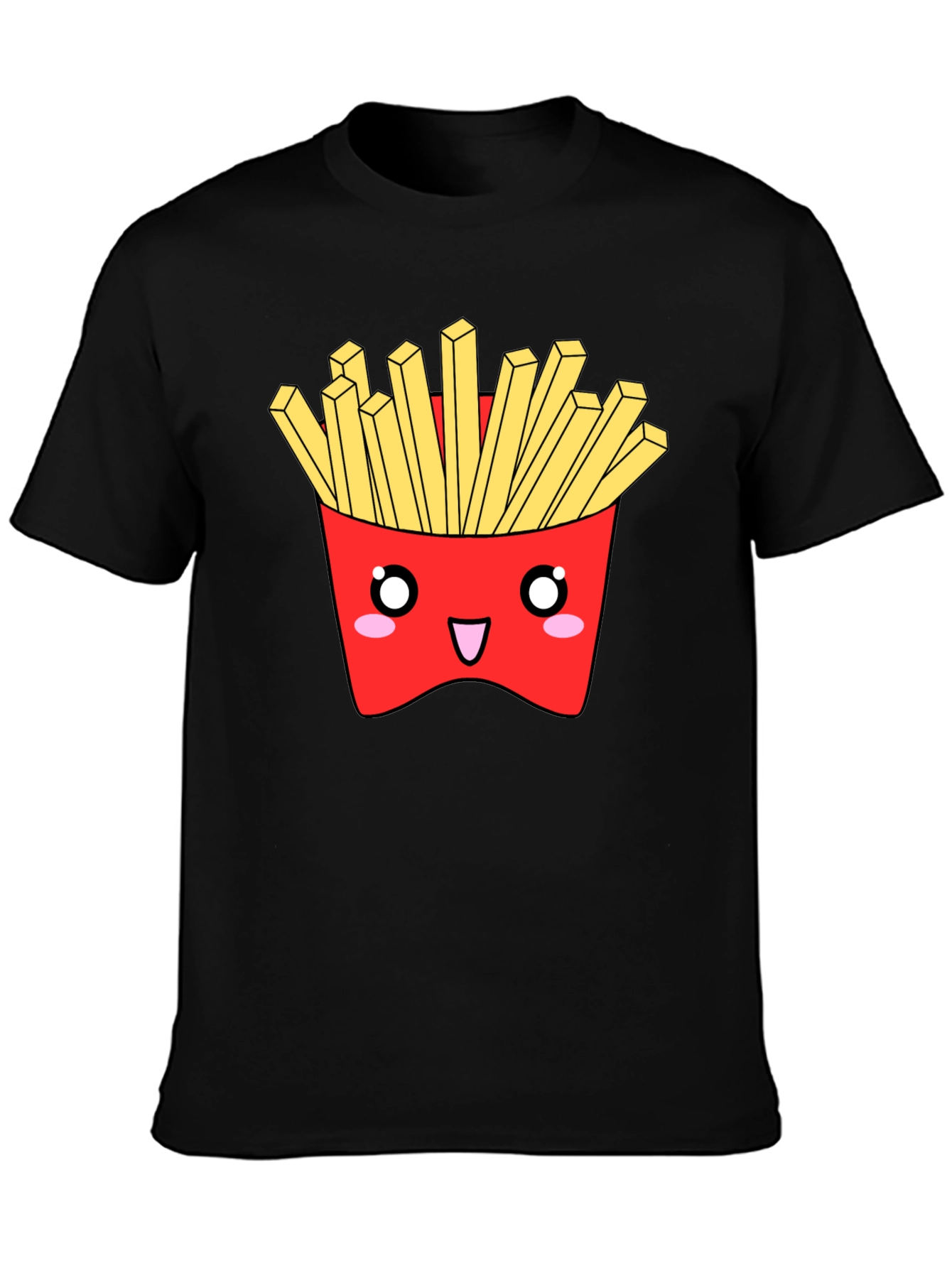 Kawaii Fries Graphic Tee - Black Cotton T-Shirt
