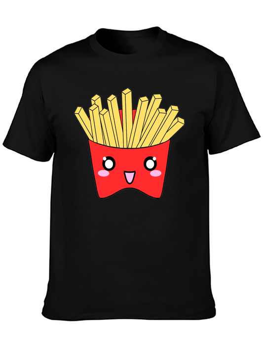 Kawaii Fries Graphic Tee - Black Cotton T-Shirt
