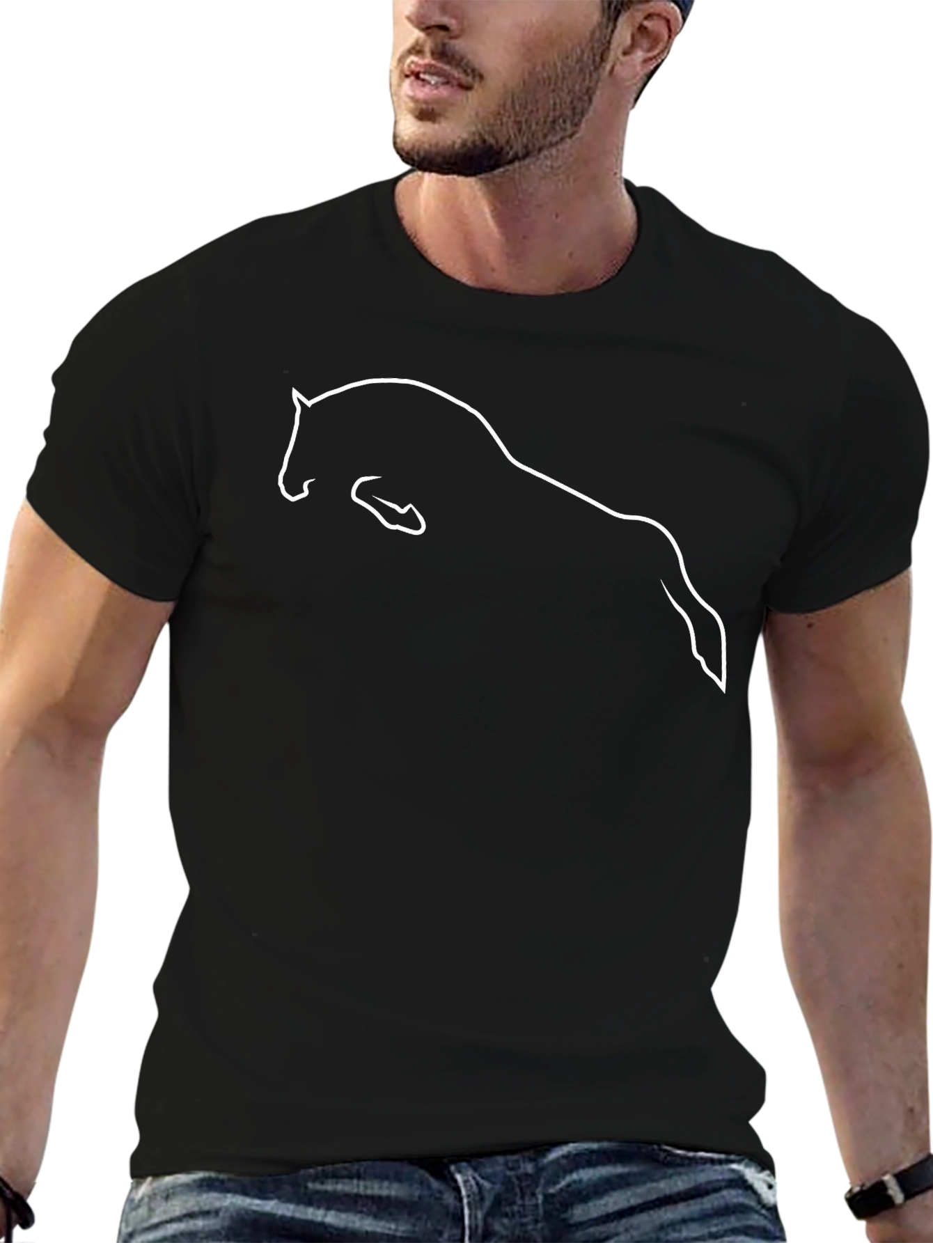 Equestrian Silhouette Tee: Horse Jumping Graphic T-Shirt