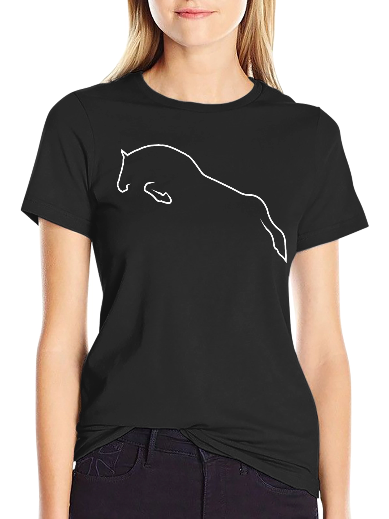 Equestrian Silhouette Tee: Horse Jumping Graphic T-Shirt