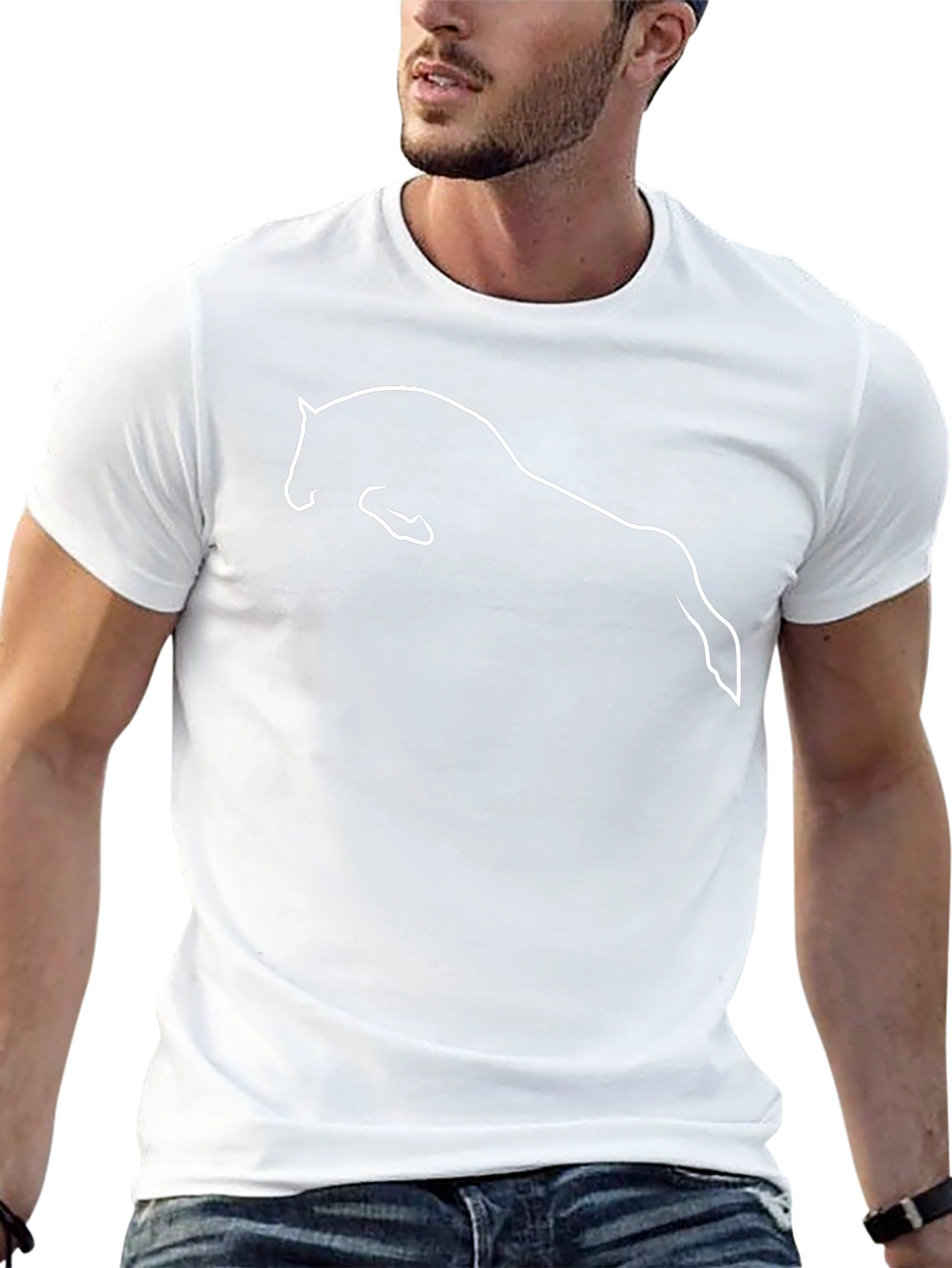 Equestrian Silhouette Tee: Horse Jumping Graphic T-Shirt