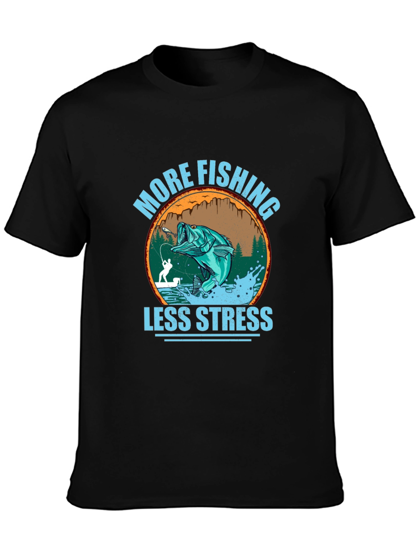 More Fishing Less Stress Graphic Tee