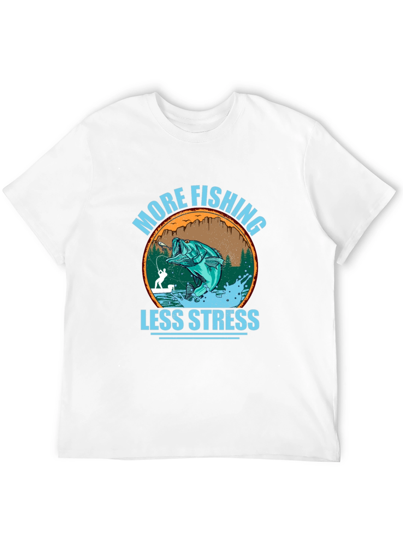 More Fishing Less Stress Graphic Tee