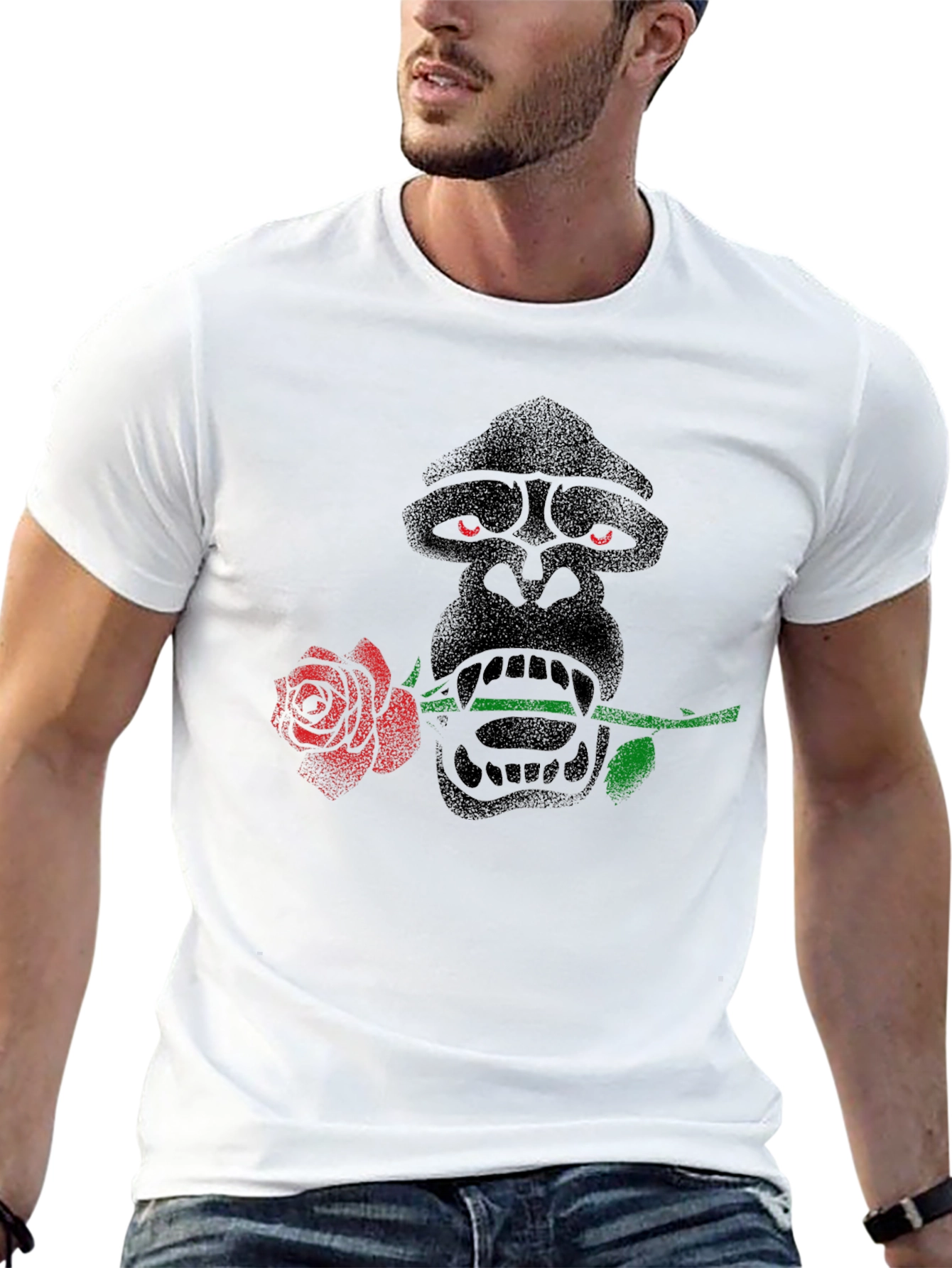 Gorilla Rose T-Shirt - Unique Graphic Tee
