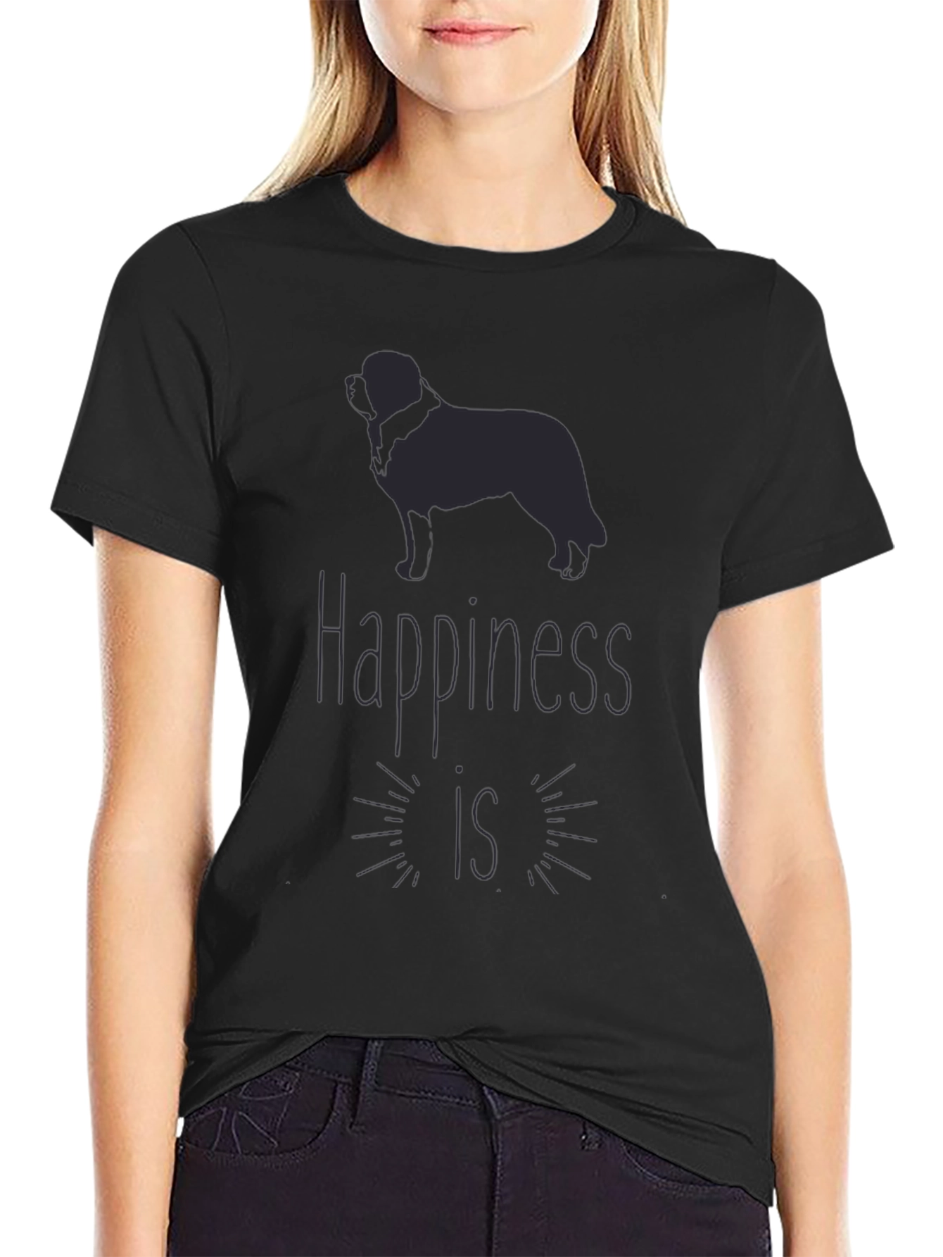 Happiness Dog T-Shirt - Mens Black Graphic Tee
