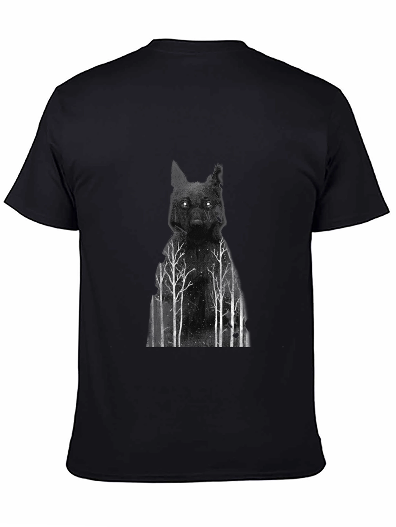 Wolf Forest Graphic T-Shirt - Black Cotton Tee