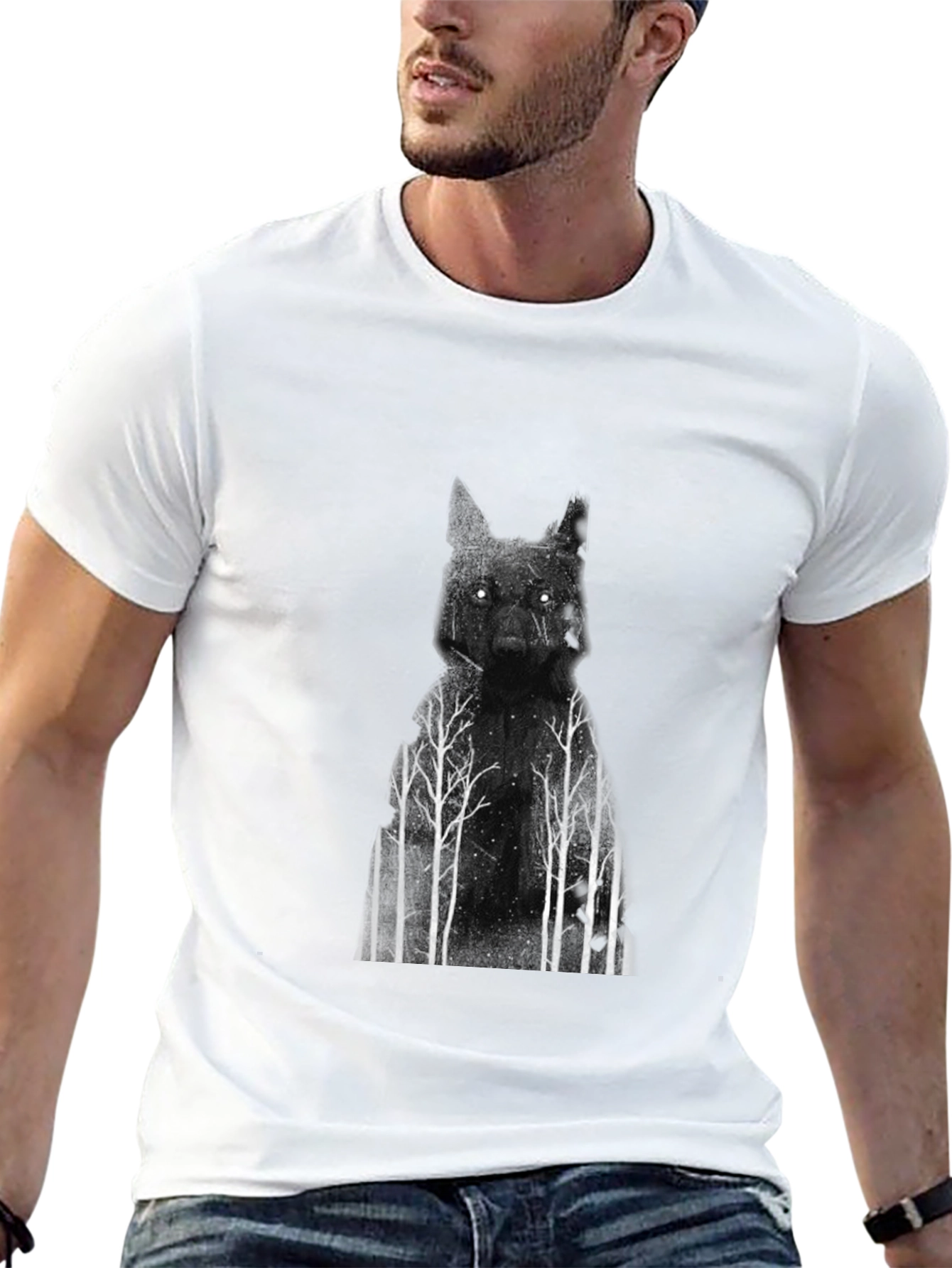 Wolf Forest Graphic T-Shirt - Black Cotton Tee