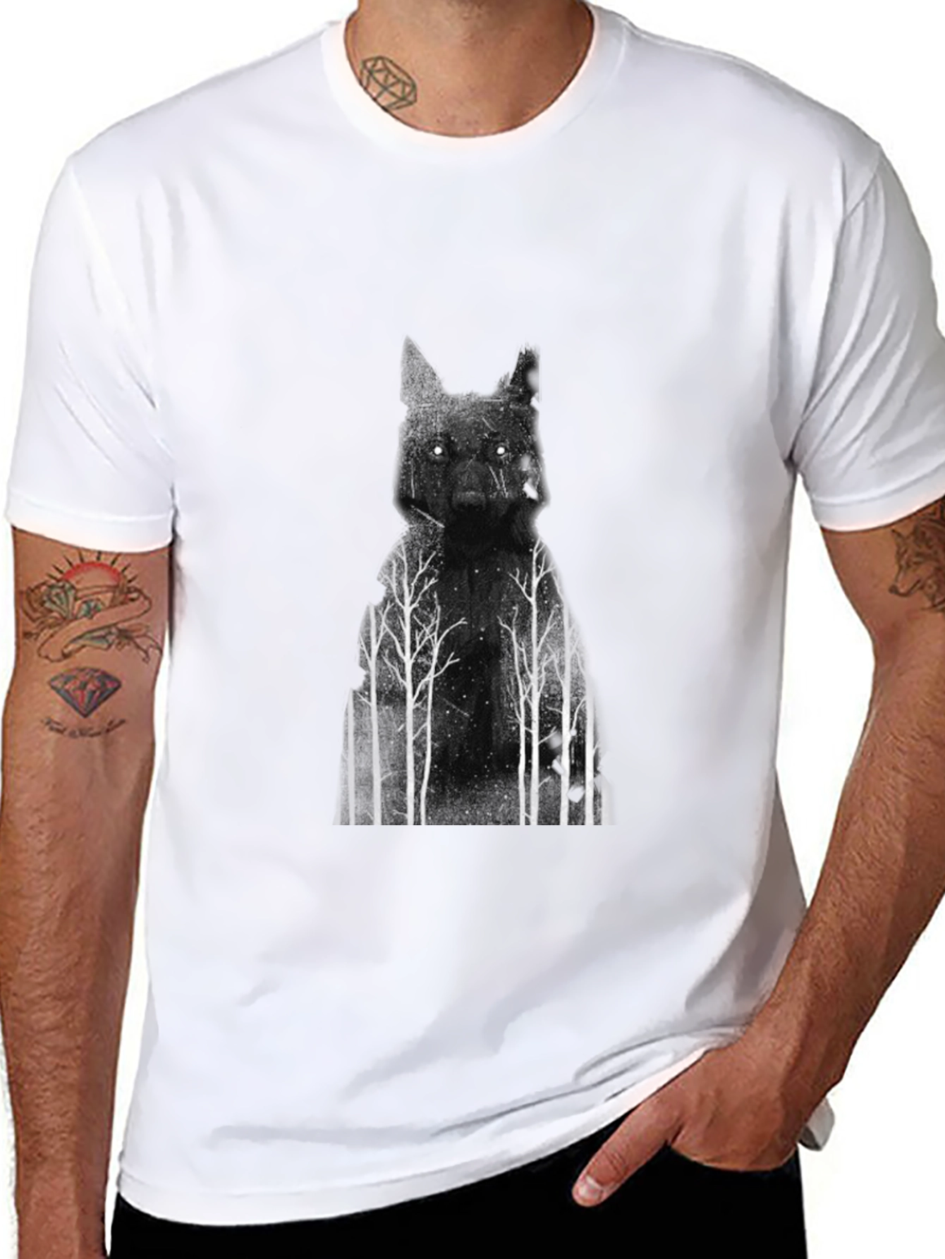 Wolf Forest Graphic T-Shirt - Black Cotton Tee