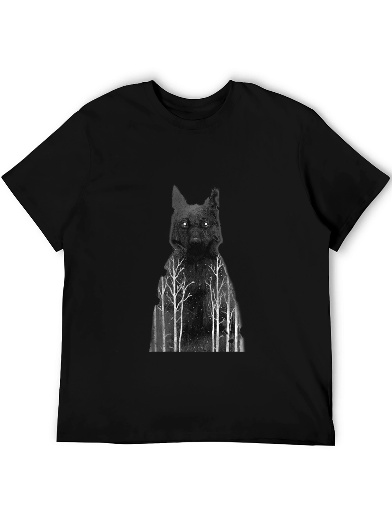 Wolf Forest Graphic T-Shirt - Black Cotton Tee
