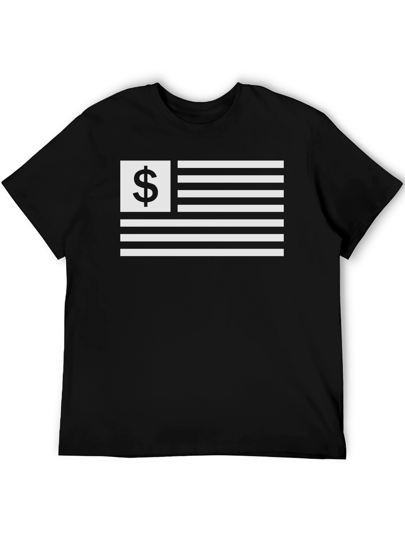 Dollar Flag Graphic Tee - Black Cotton T-Shirt