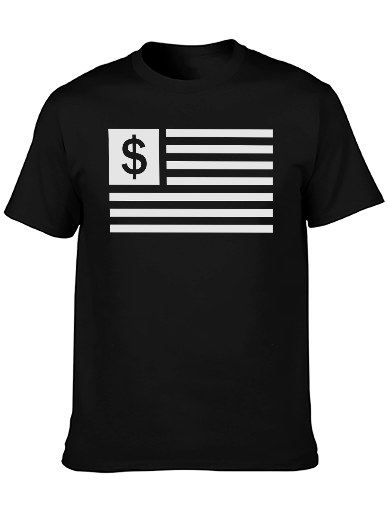 Dollar Flag Graphic Tee - Black Cotton T-Shirt