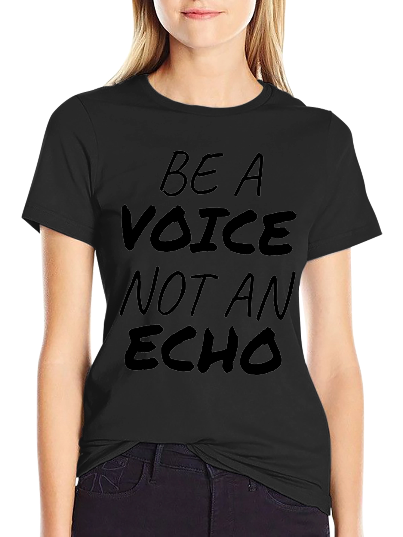 Be a Voice Tee - Black Graphic Slogan T-Shirt