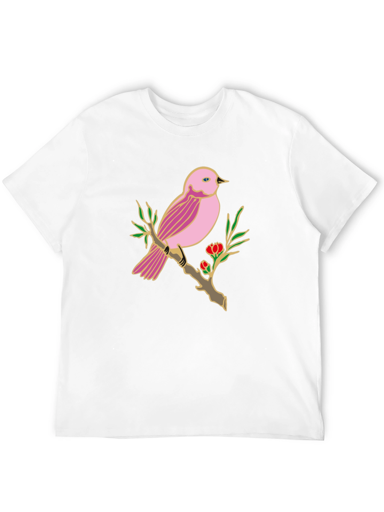 Bird on Branch Graphic T-Shirt - Casual Style