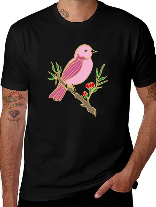 Bird on Branch Graphic T-Shirt - Casual Style