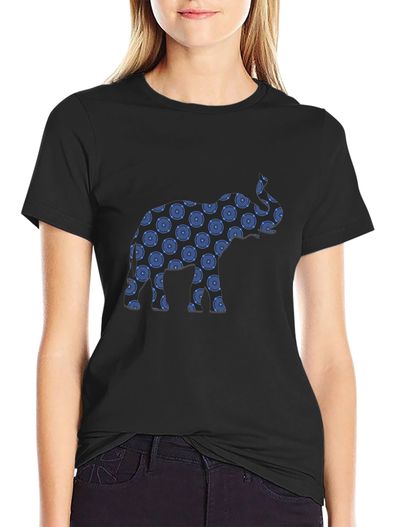 Elephant Print Black T-Shirt