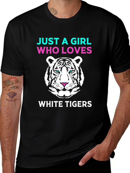 Just A Girl Who Loves White Tigers Graphic Tee