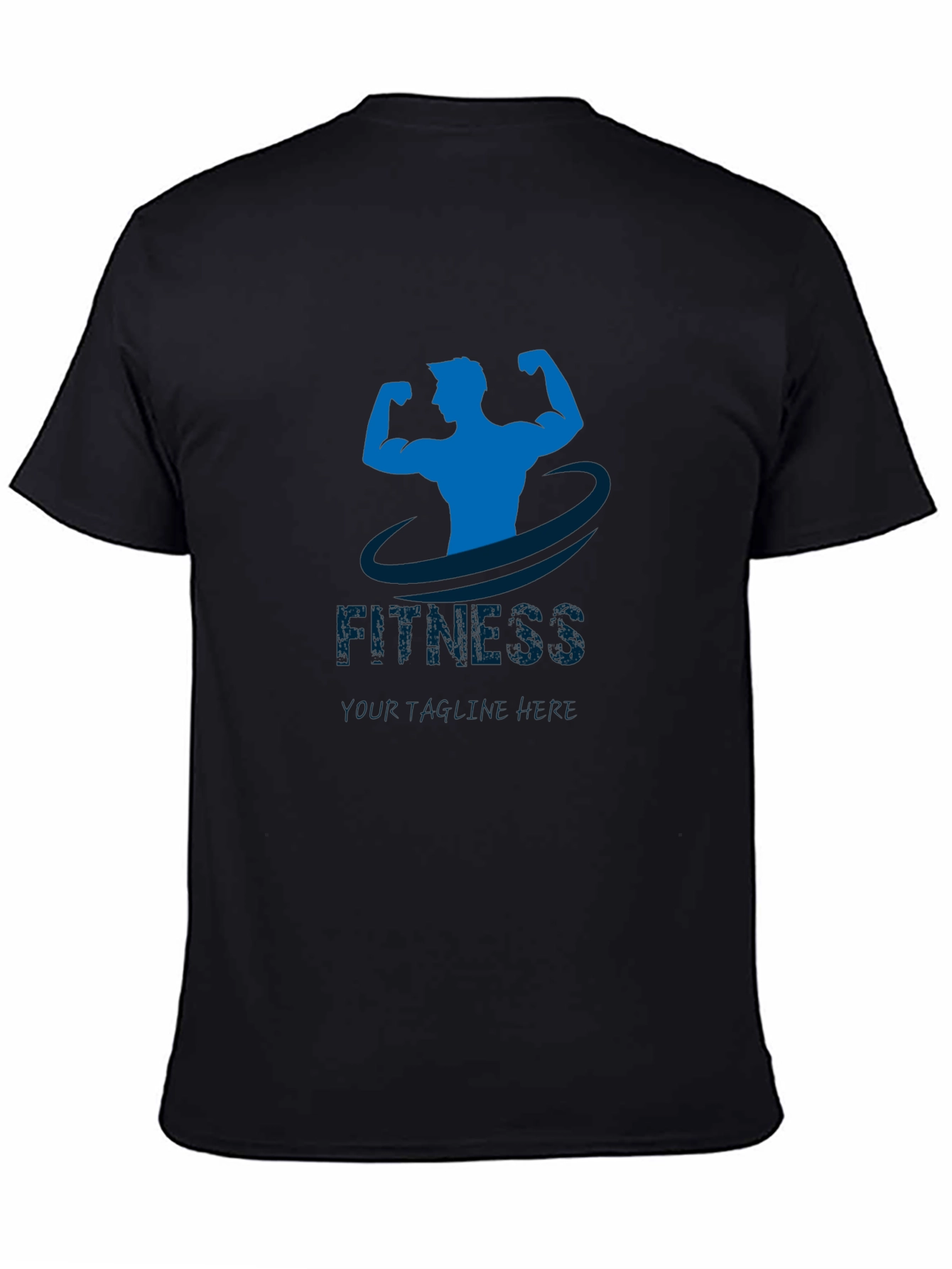 Fitness Gym T-Shirt - Blue Graphic Design on Black