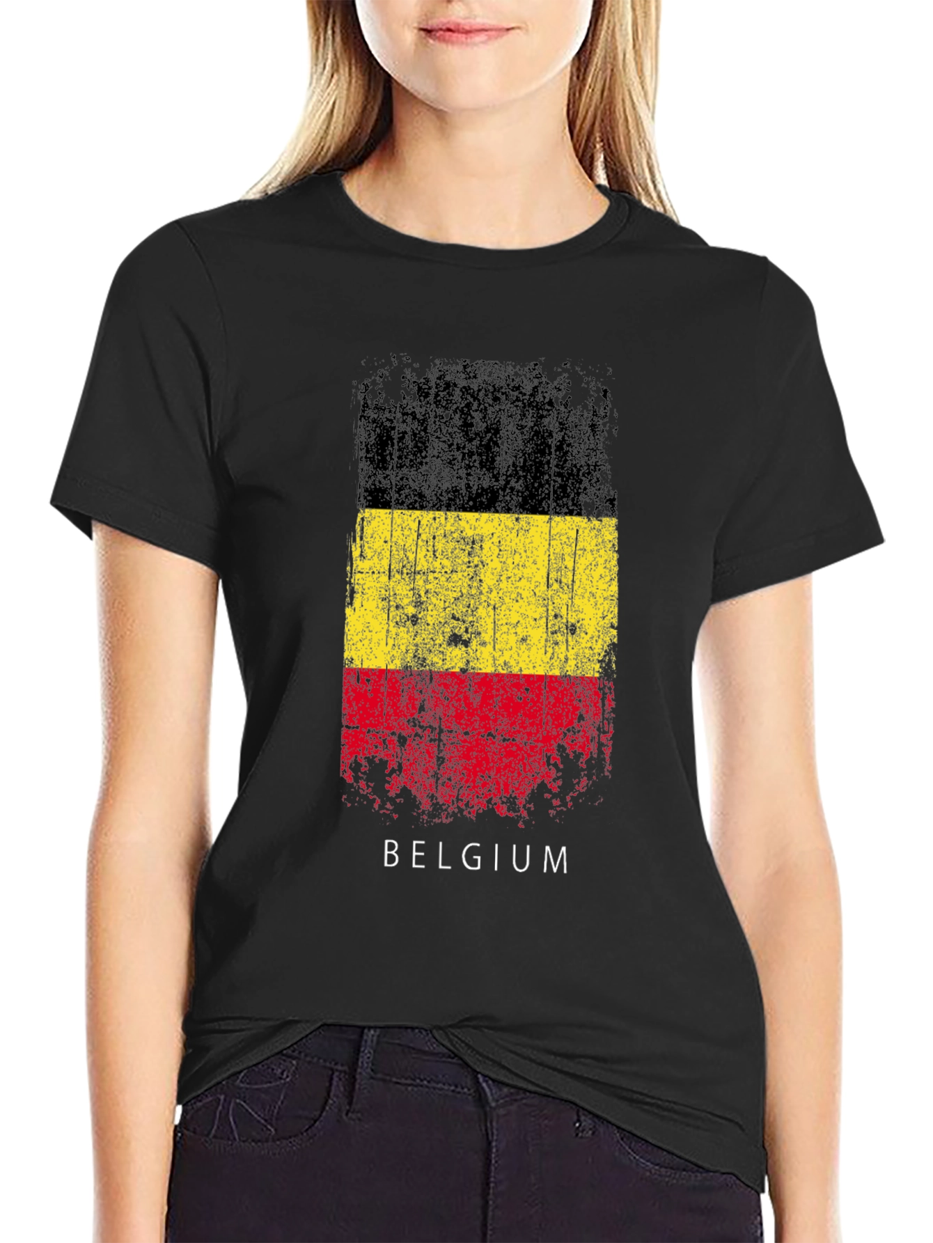 Belgium Flag T-Shirt - Distressed Design