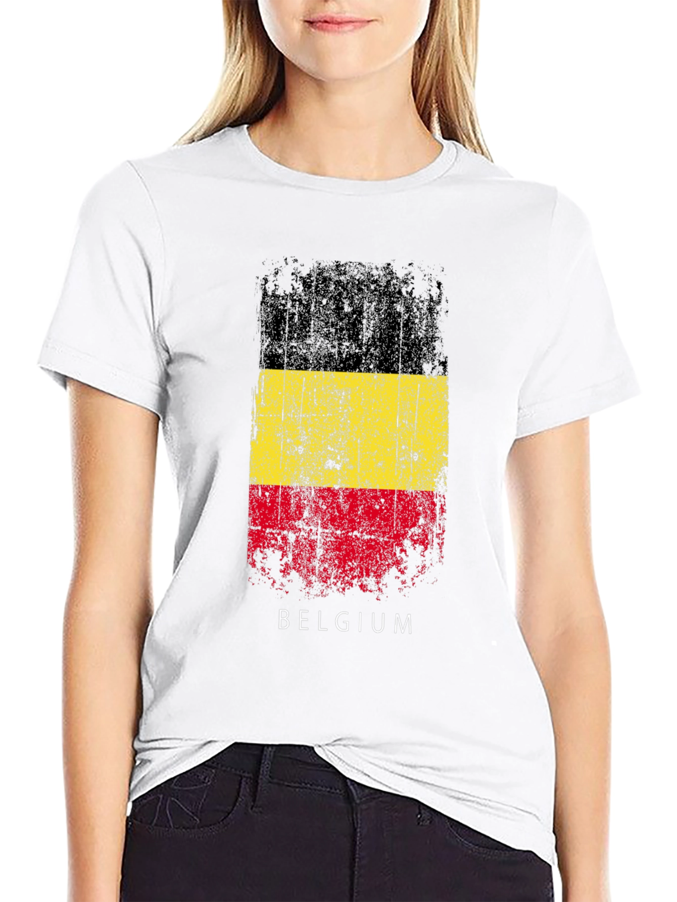 Belgium Flag T-Shirt - Distressed Design