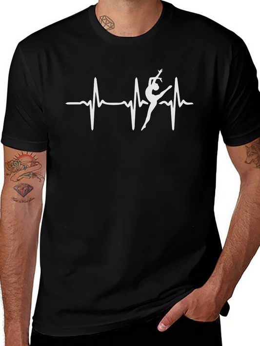 Gymnastics Heartbeat T-Shirt - Black Cotton Tee