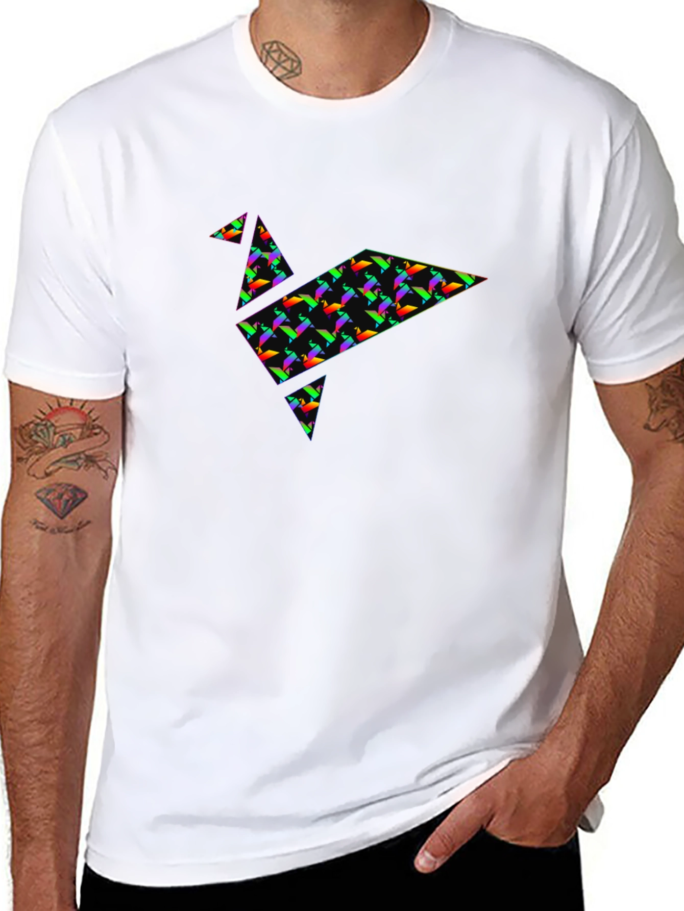Origami Crane Graphic Tee - Stylish Black T-Shirt