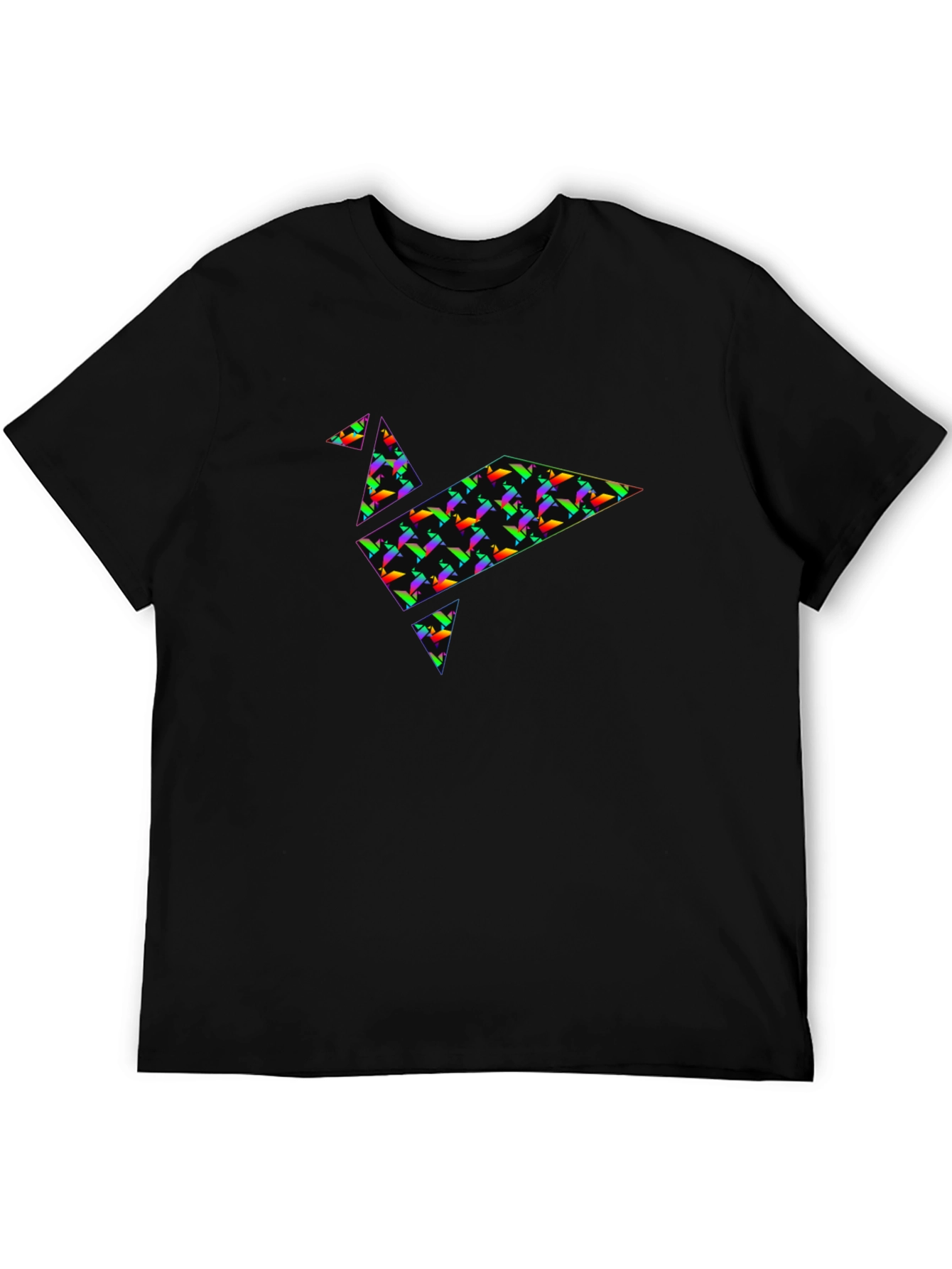 Origami Crane Graphic Tee - Stylish Black T-Shirt