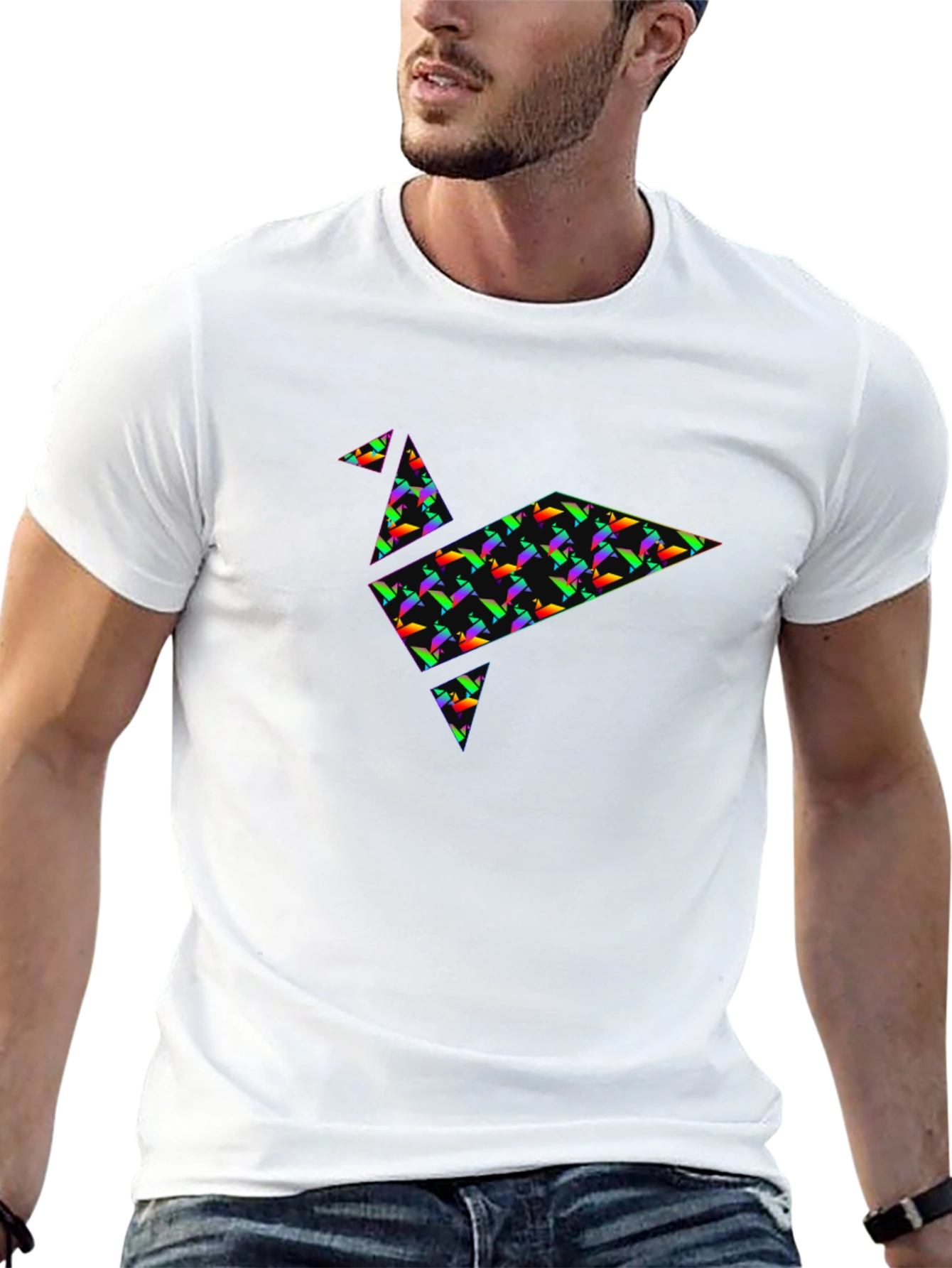 Origami Crane Graphic Tee - Stylish Black T-Shirt