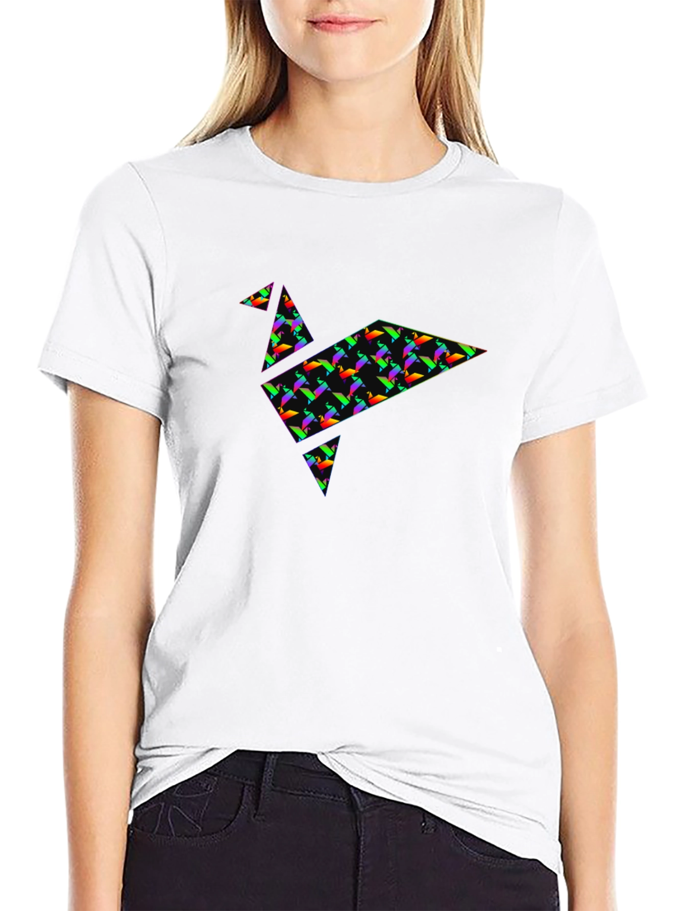 Origami Crane Graphic Tee - Stylish Black T-Shirt